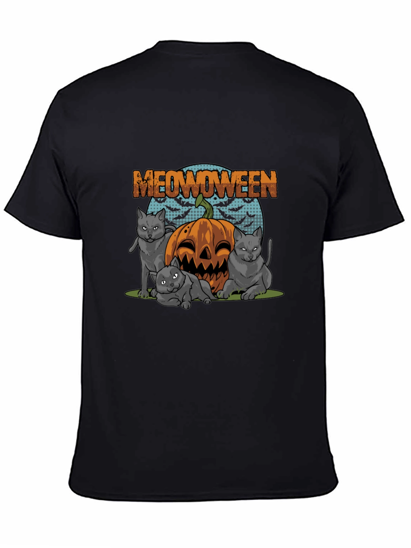 Meowoween Cats Pumpkin Graphic T-Shirt
