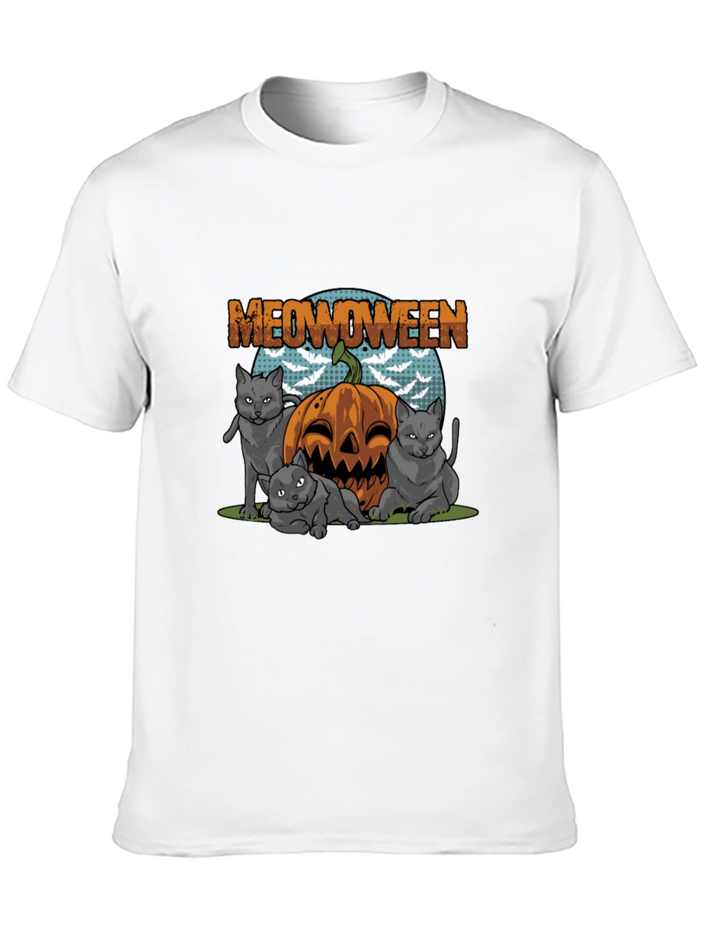 Meowoween Cats Pumpkin Graphic T-Shirt