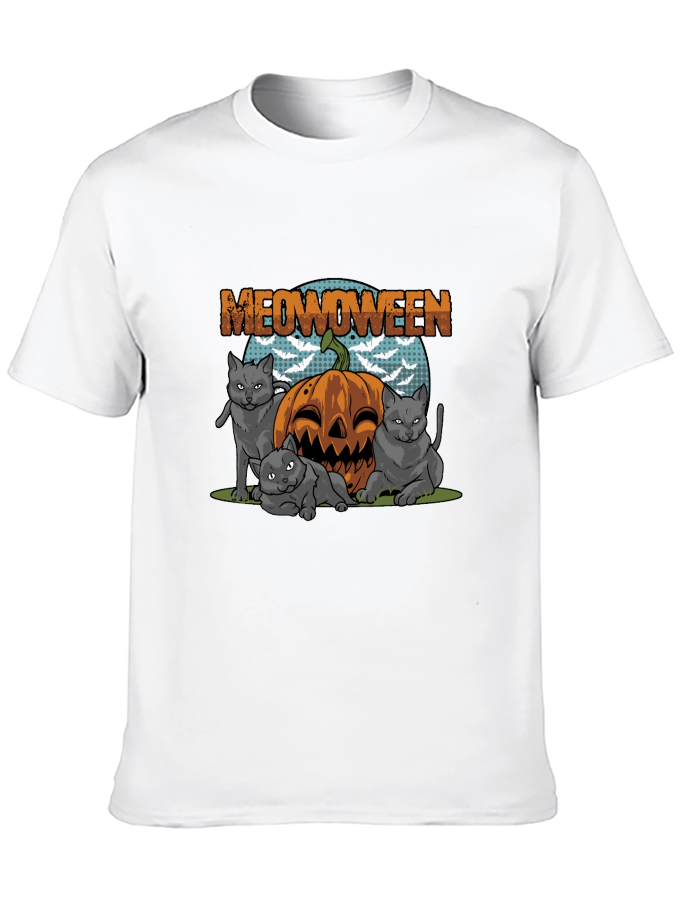 Meowoween Cats Pumpkin Graphic T-Shirt