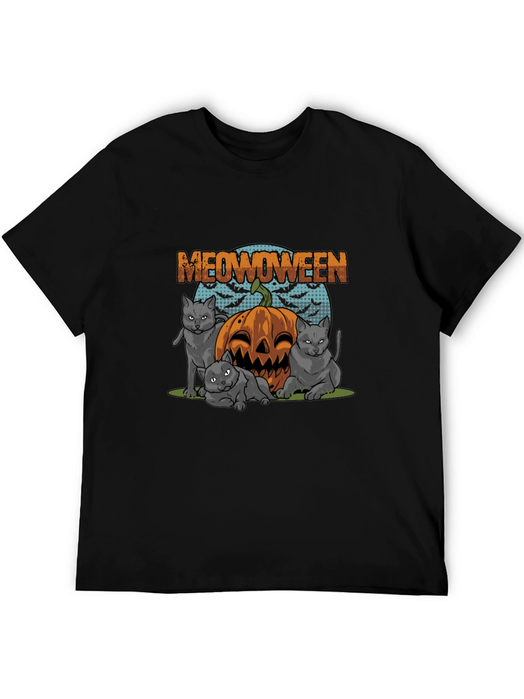 Meowoween Cats Pumpkin Graphic T-Shirt