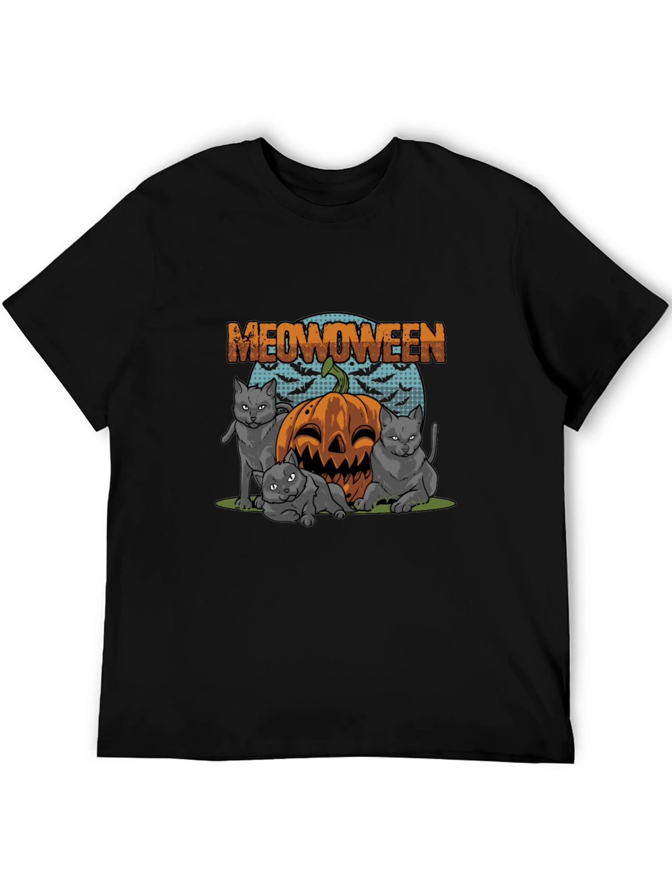 Meowoween Cats Pumpkin Graphic T-Shirt