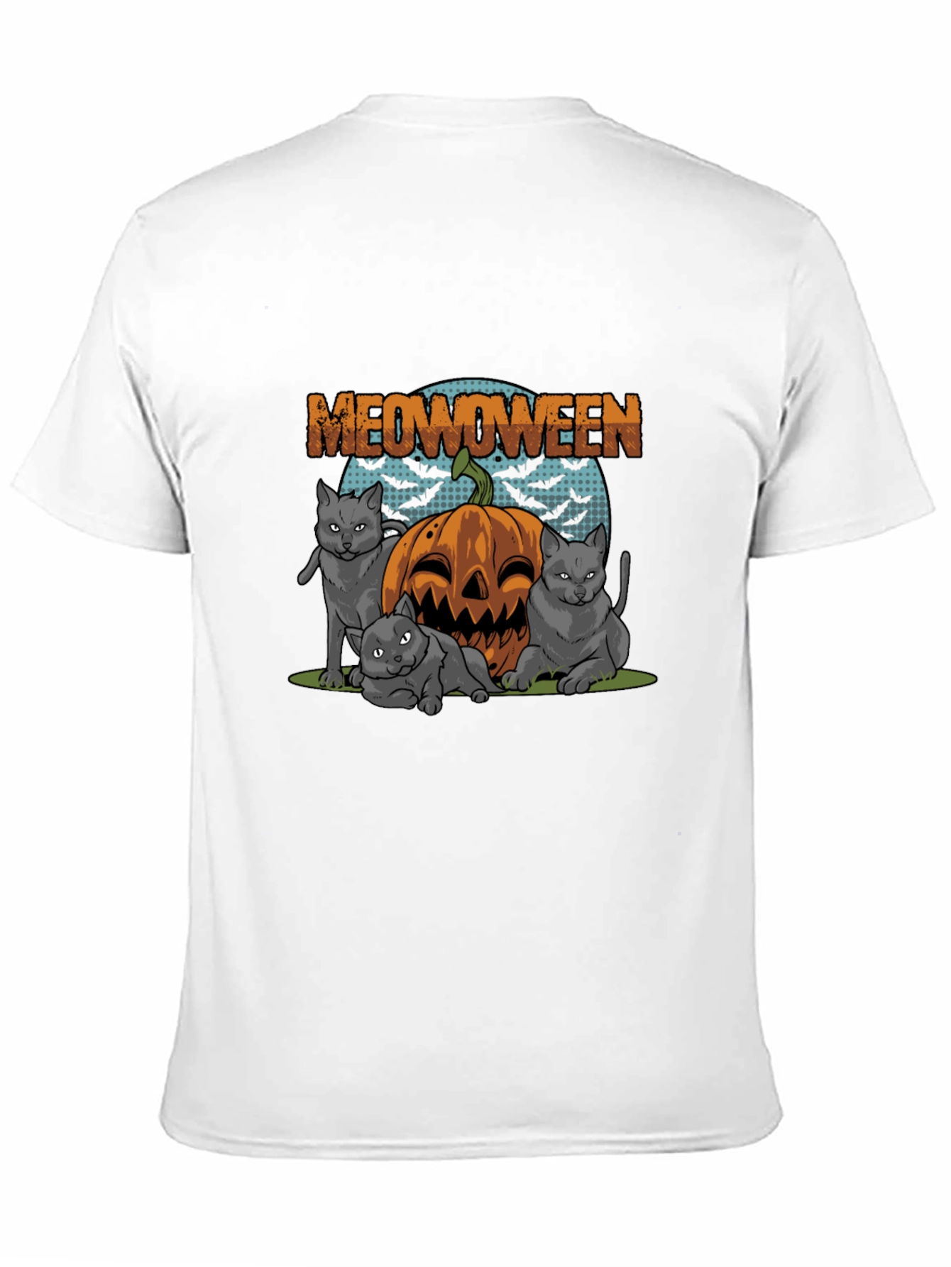 Meowoween Cats Pumpkin Graphic T-Shirt