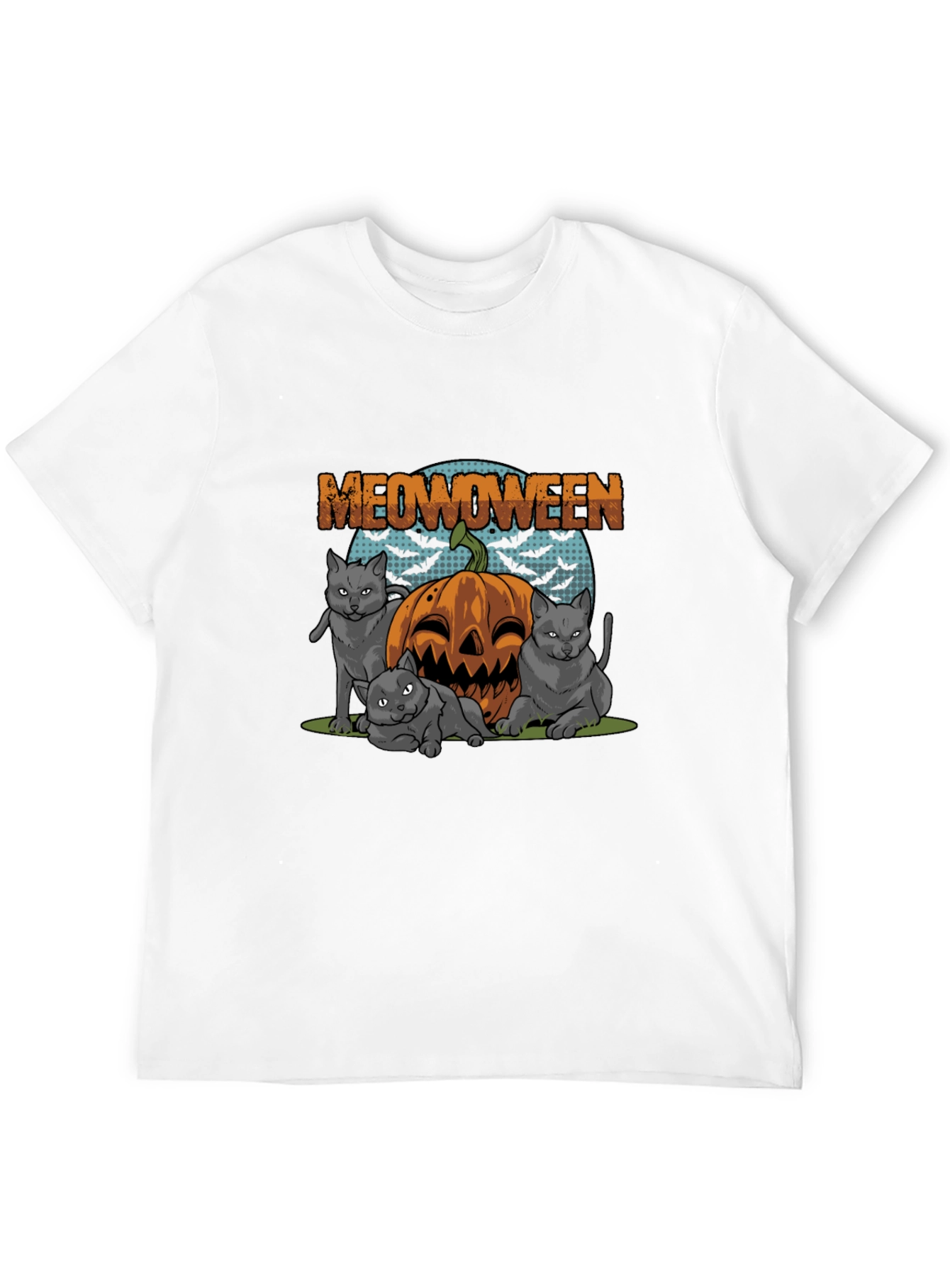Meowoween Cats Pumpkin Graphic T-Shirt