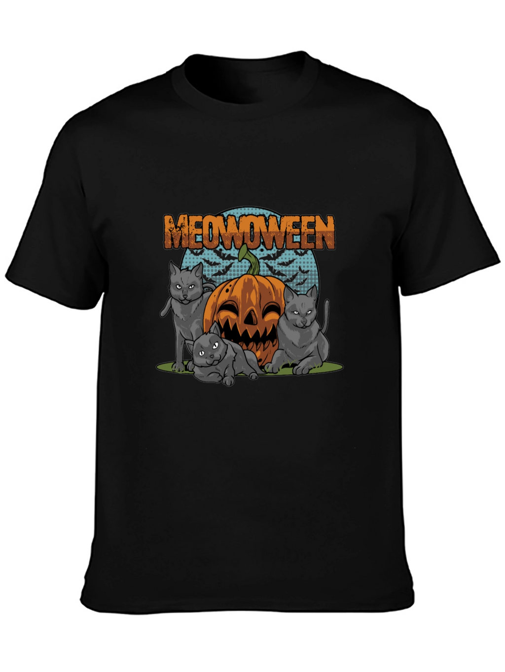 Meowoween Cats Pumpkin Graphic T-Shirt