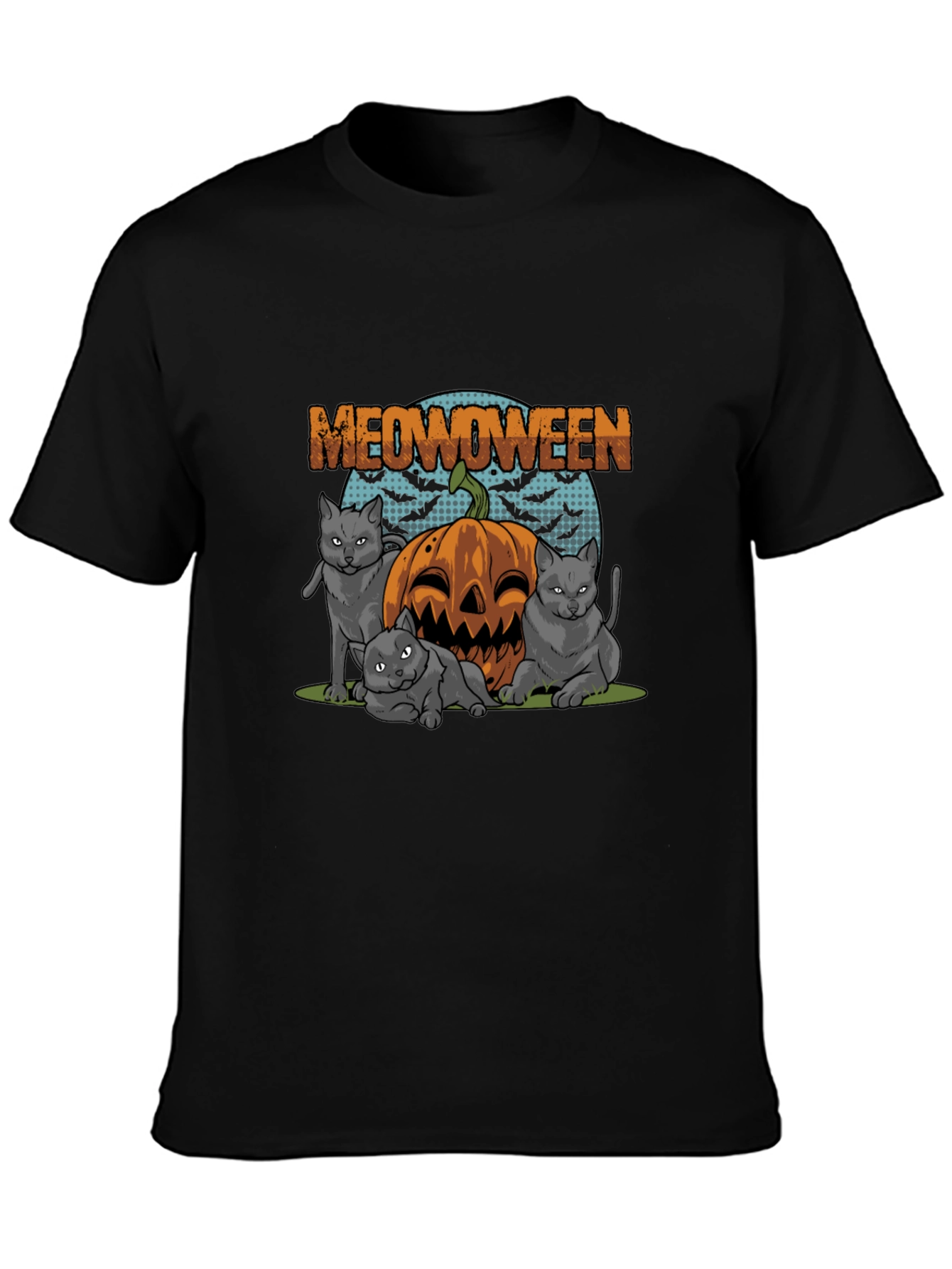 Meowoween Cats Pumpkin Graphic T-Shirt