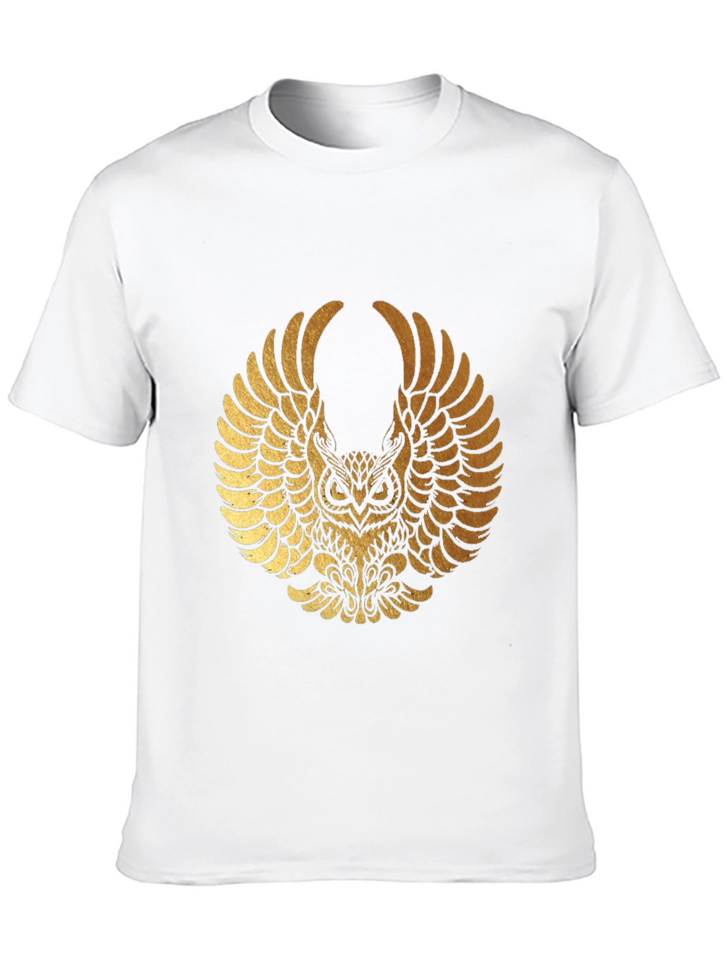 Mens Black T-shirt with Gold Owl Graphic