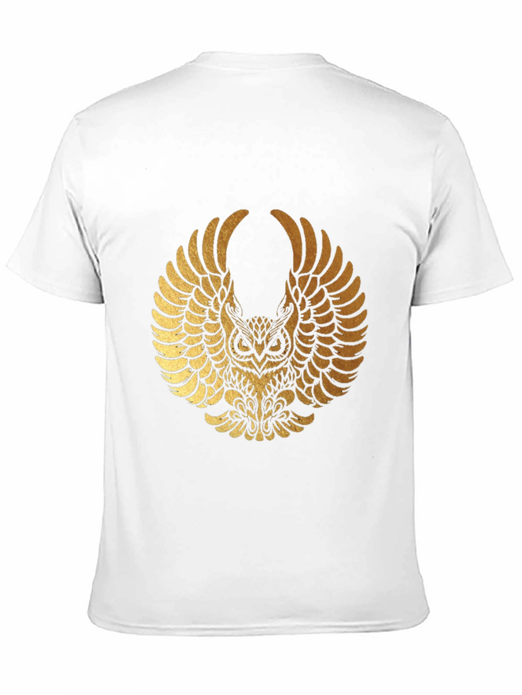 Mens Black T-shirt with Gold Owl Graphic