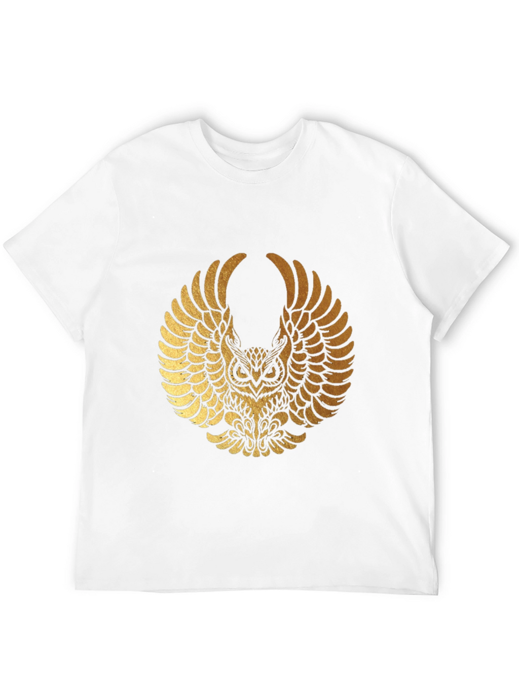 Mens Black T-shirt with Gold Owl Graphic