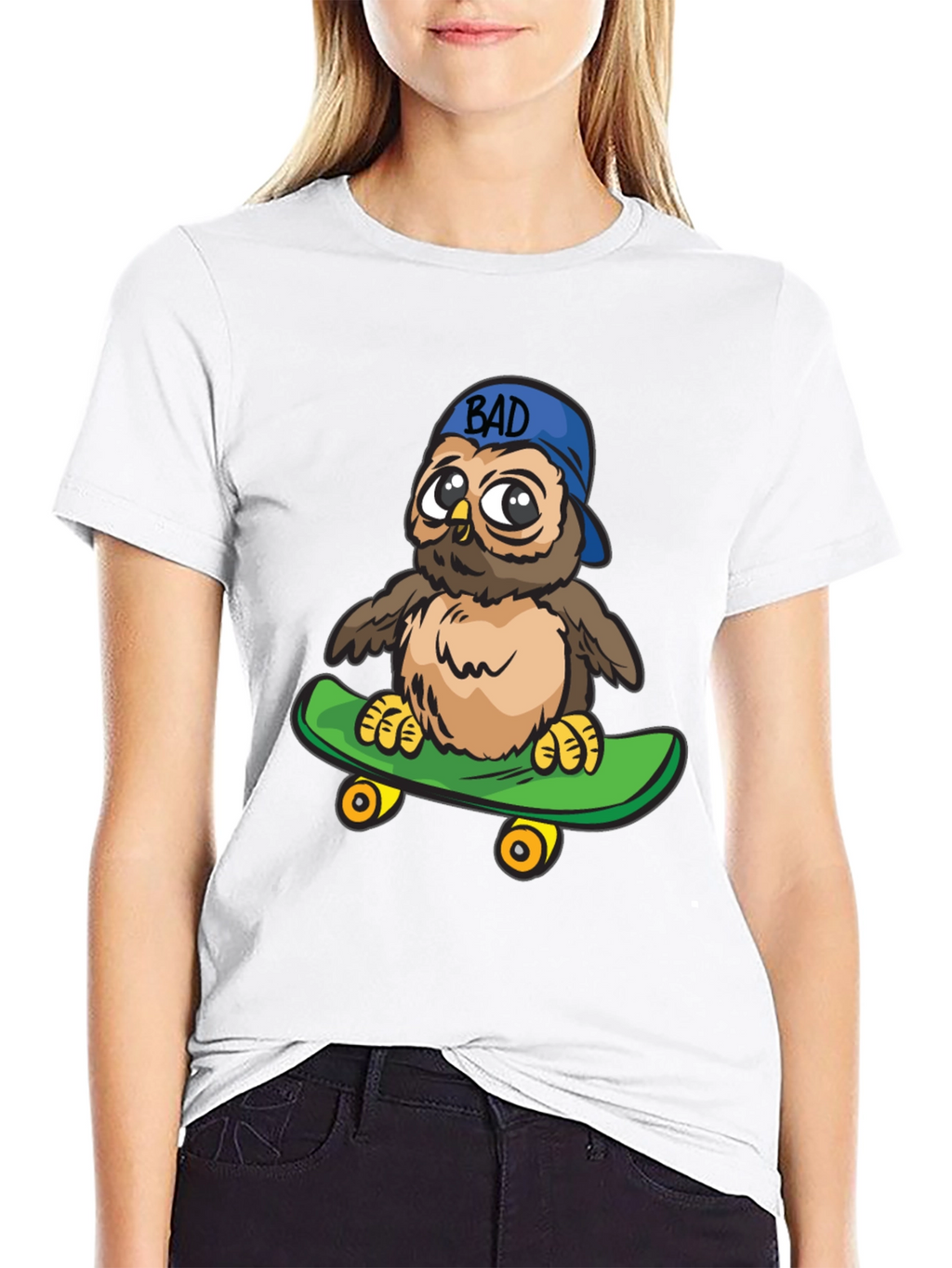 Cool Owl on Skateboard Graphic Tee
