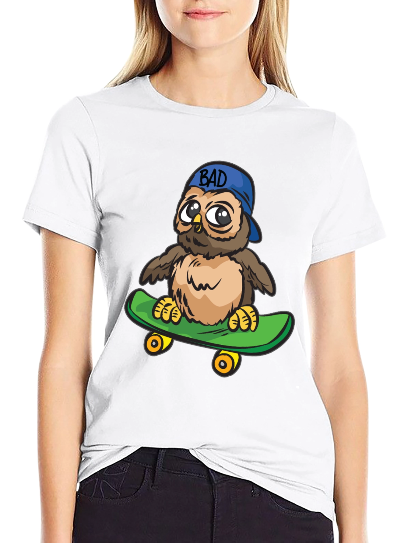 Cool Owl on Skateboard Graphic Tee