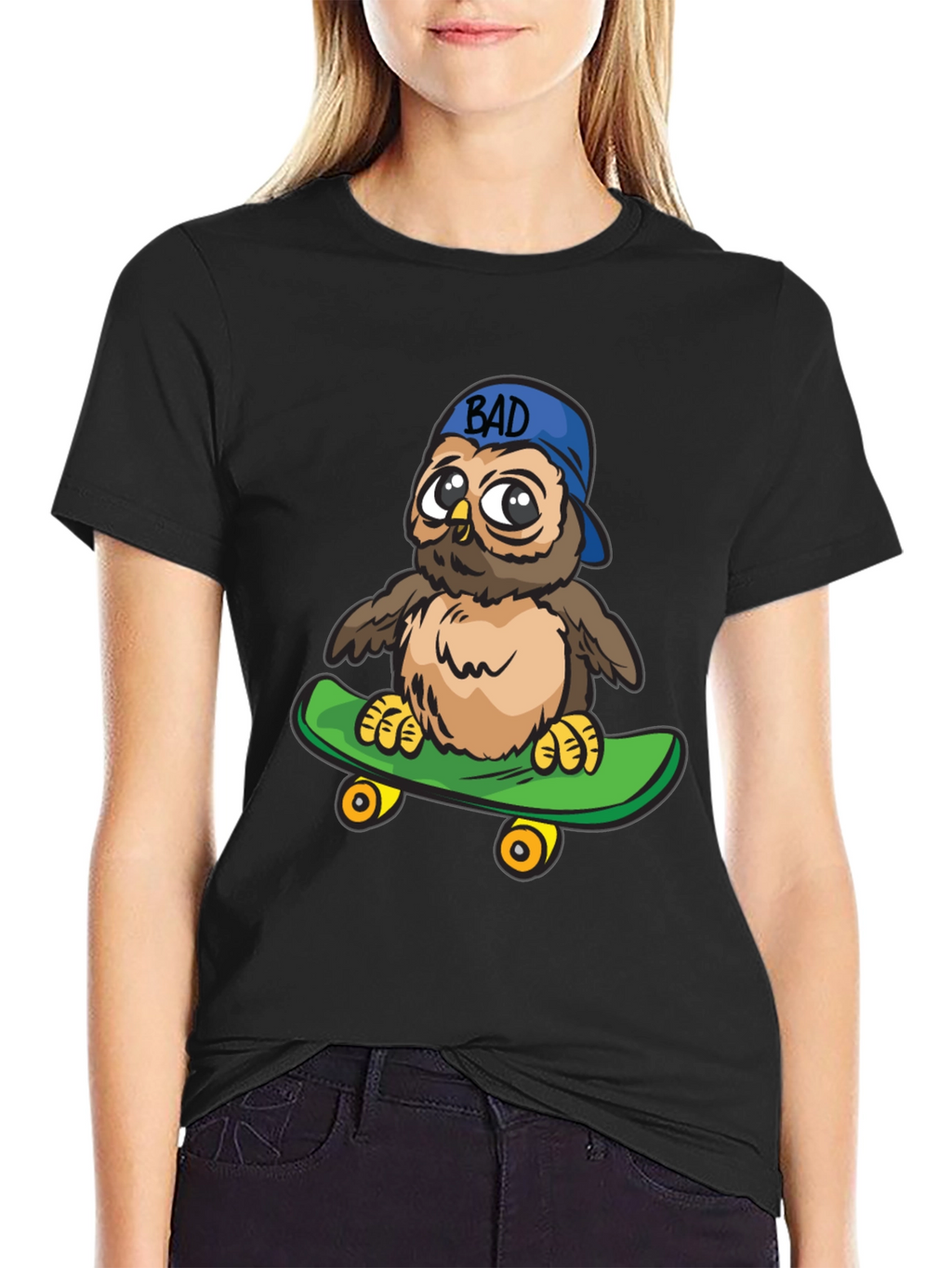 Cool Owl on Skateboard Graphic Tee