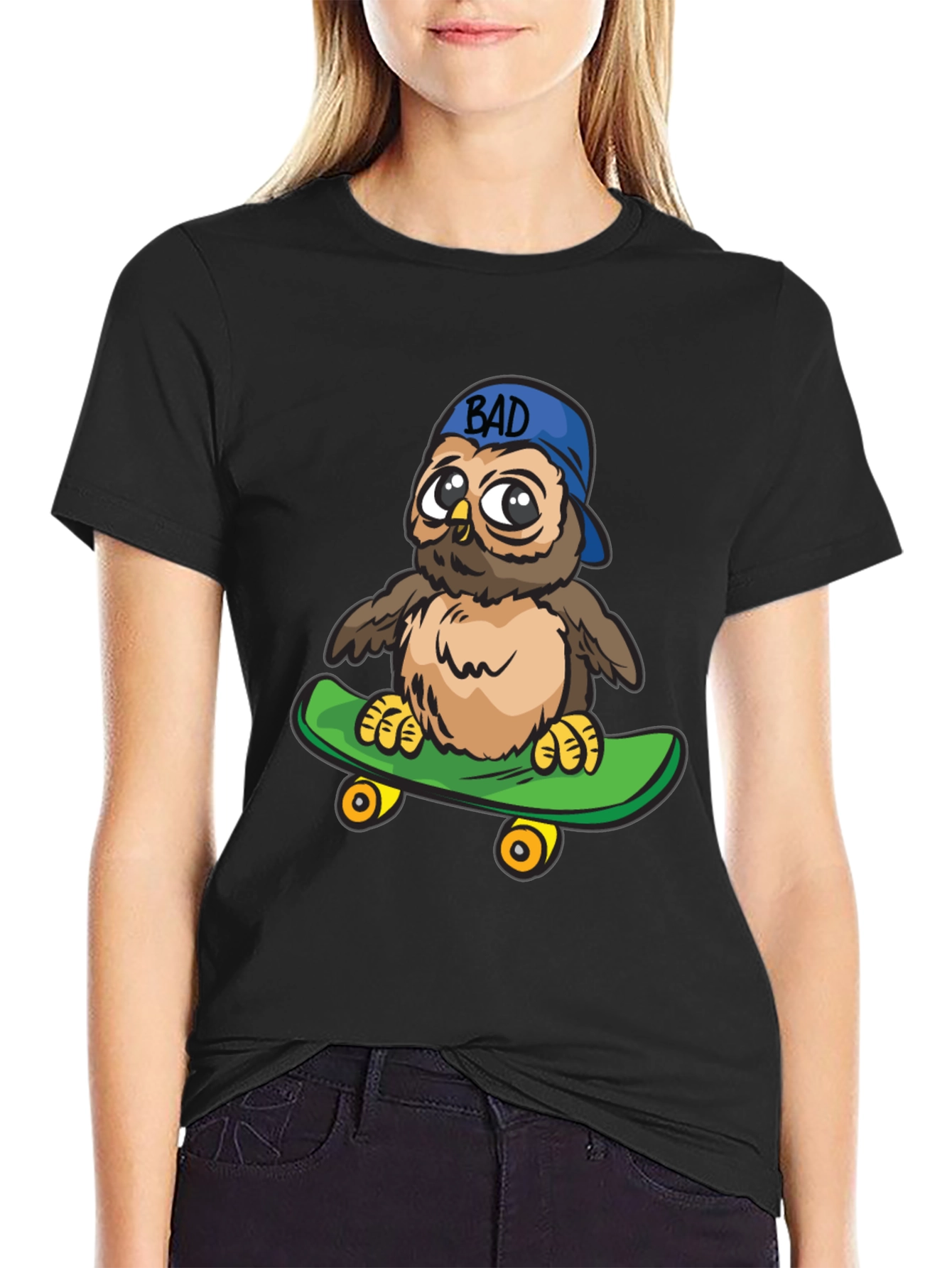 Cool Owl on Skateboard Graphic Tee