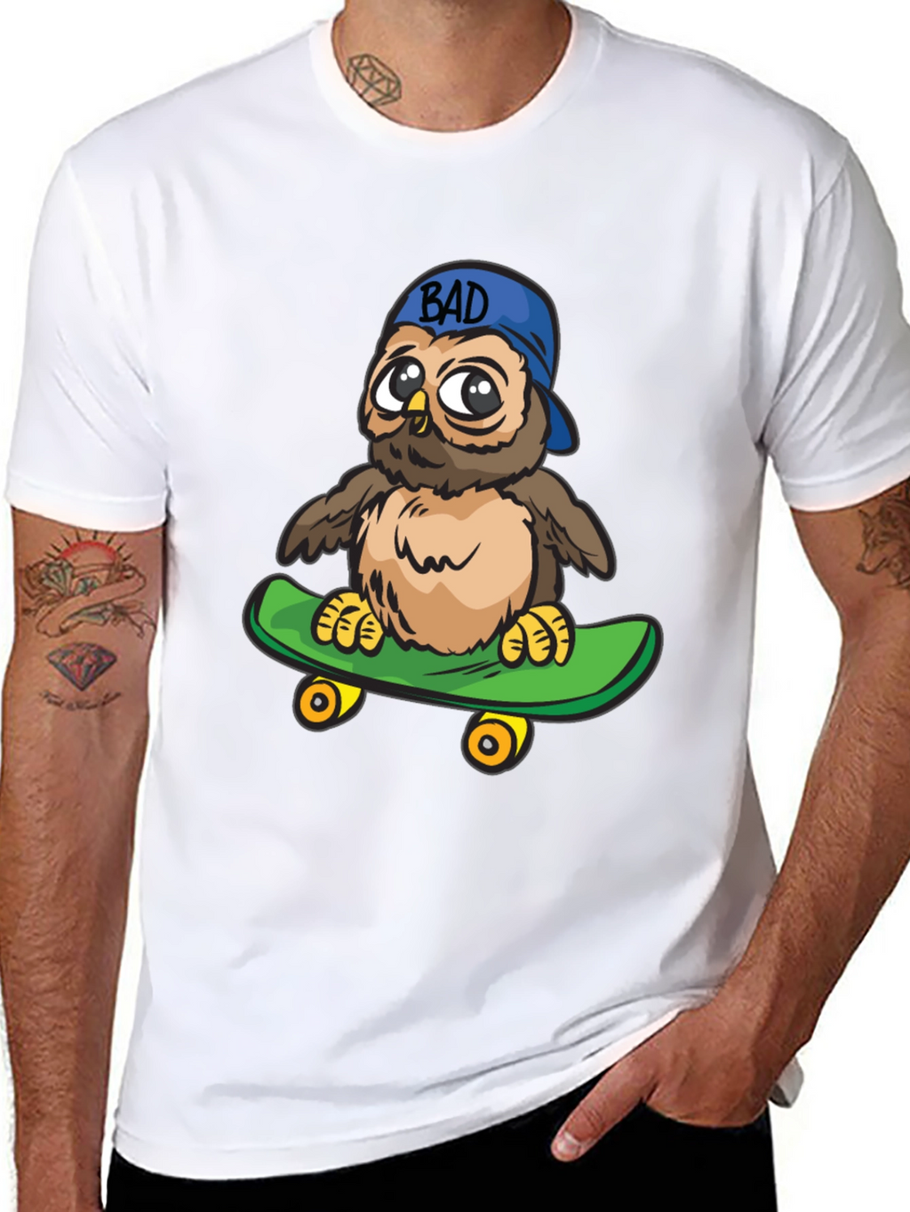 Cool Owl on Skateboard Graphic Tee