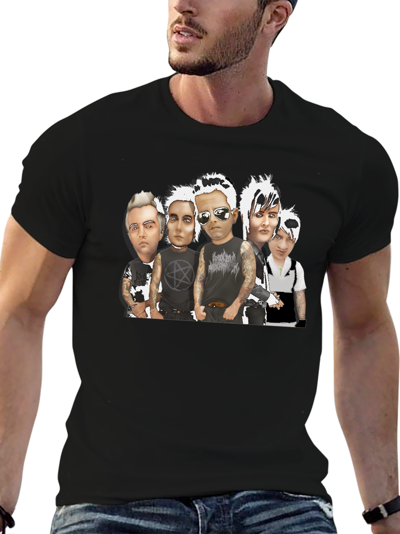 Black T-Shirt with Band Graphic
