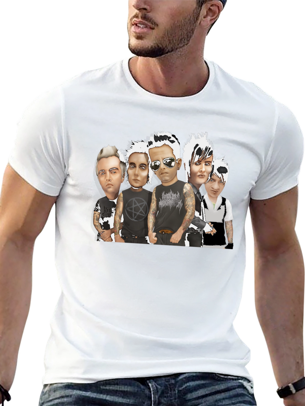 Black T-Shirt with Band Graphic