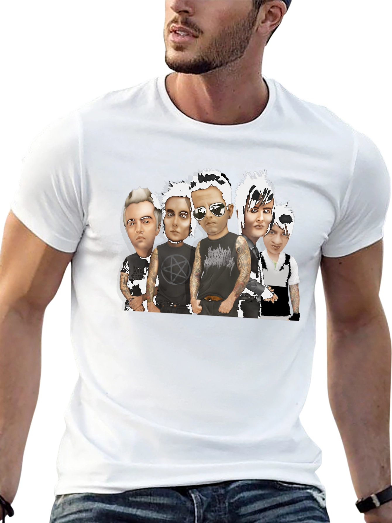 Black T-Shirt with Band Graphic