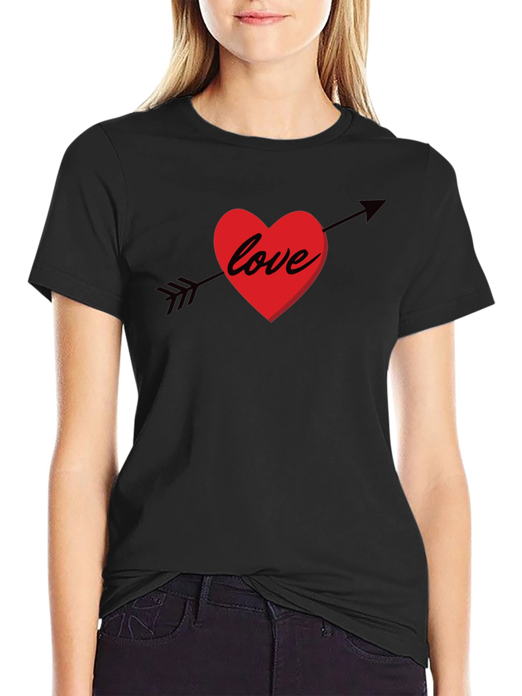 Love Arrow Graphic Tee - Stylish Black Cotton T-Shirt