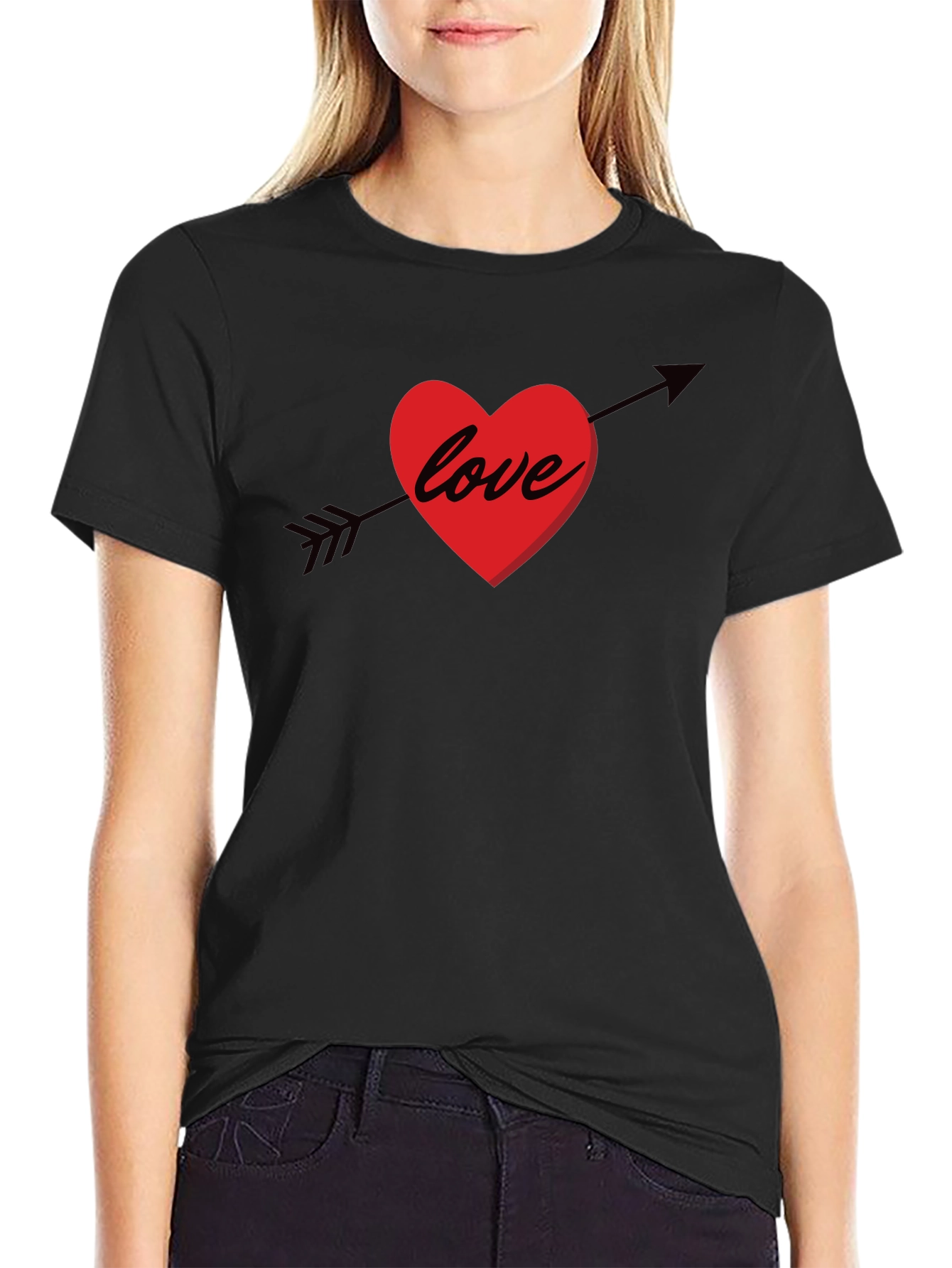 Love Arrow Graphic Tee - Stylish Black Cotton T-Shirt