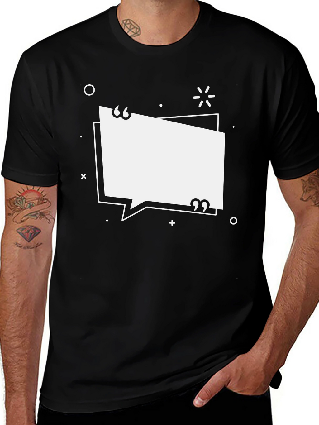 Black Graphic Tee with Quote Bubble Design