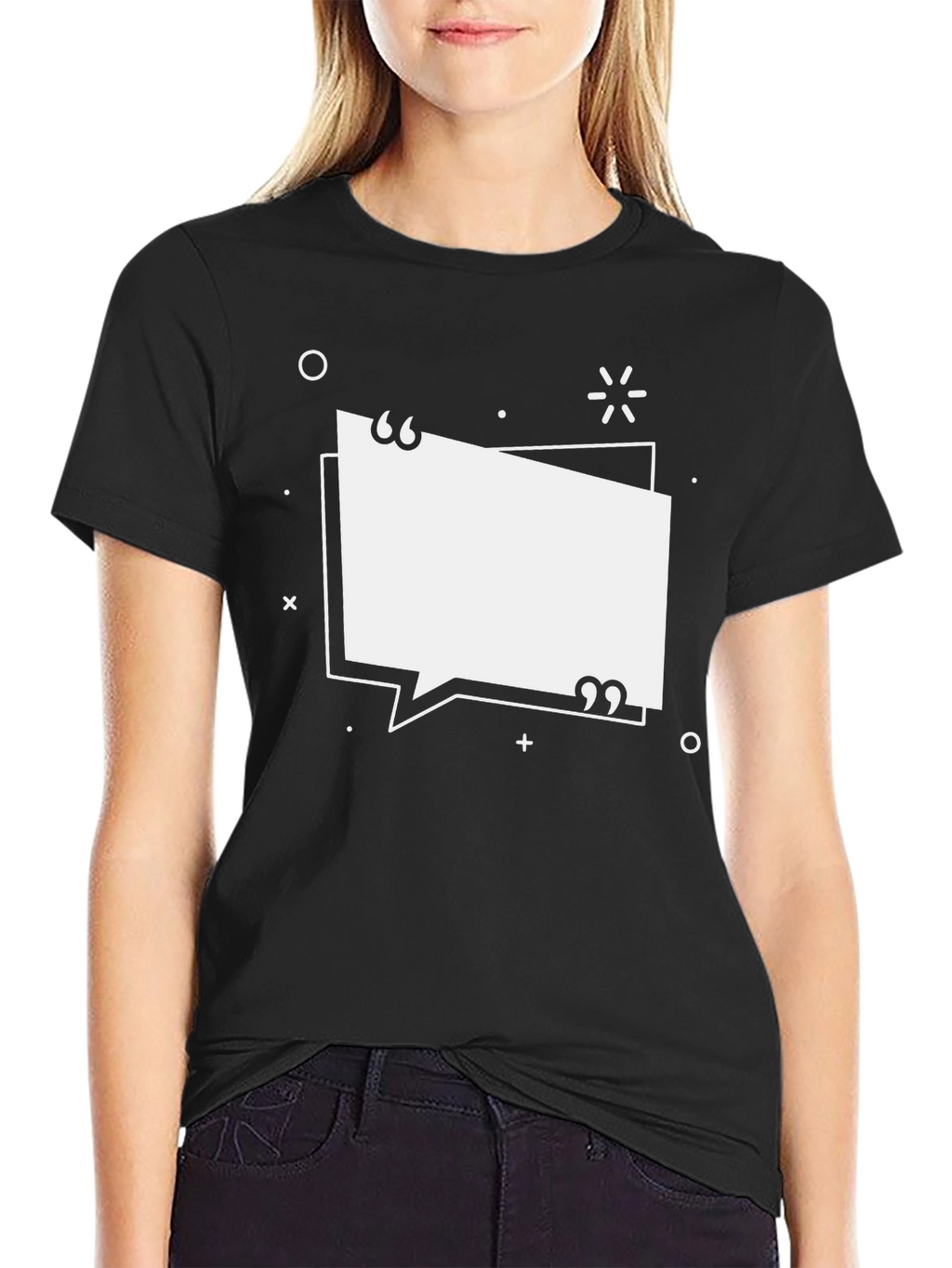 Black Graphic Tee with Quote Bubble Design