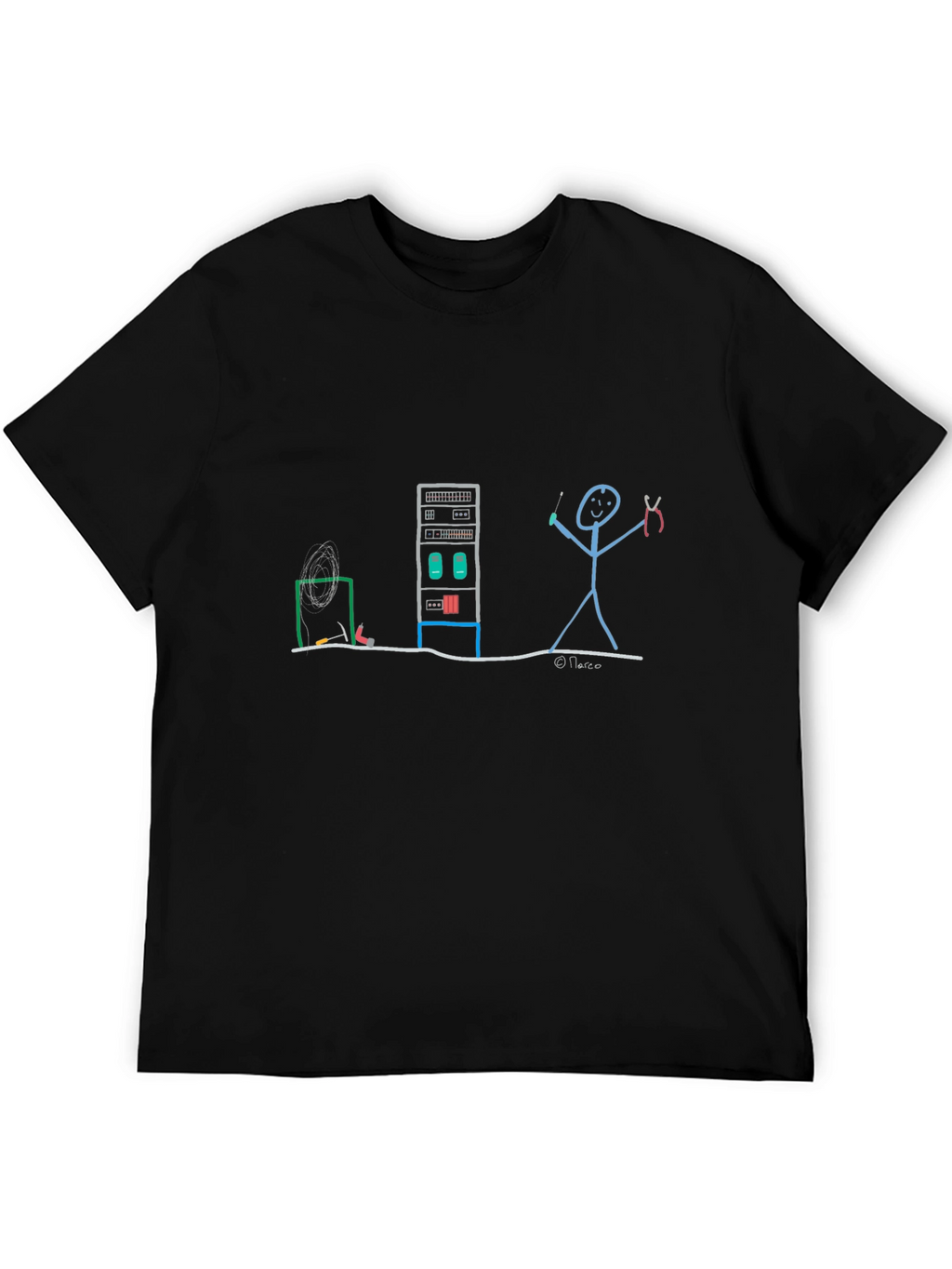Server Rack Stick Figure T-Shirt