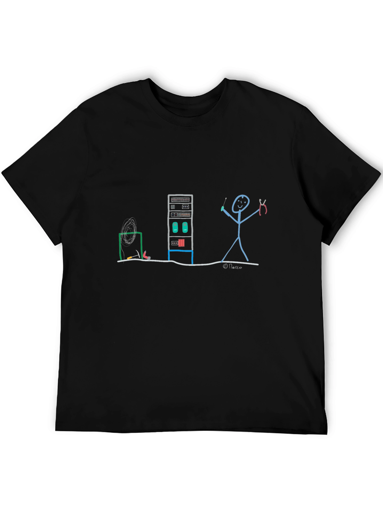 Server Rack Stick Figure T-Shirt