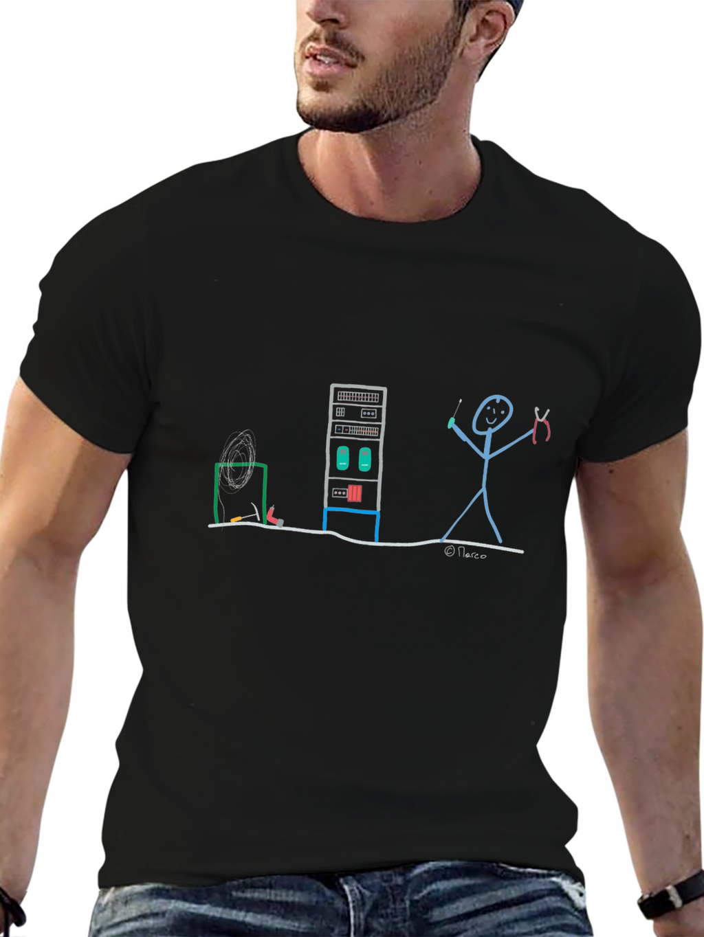 Server Rack Stick Figure T-Shirt