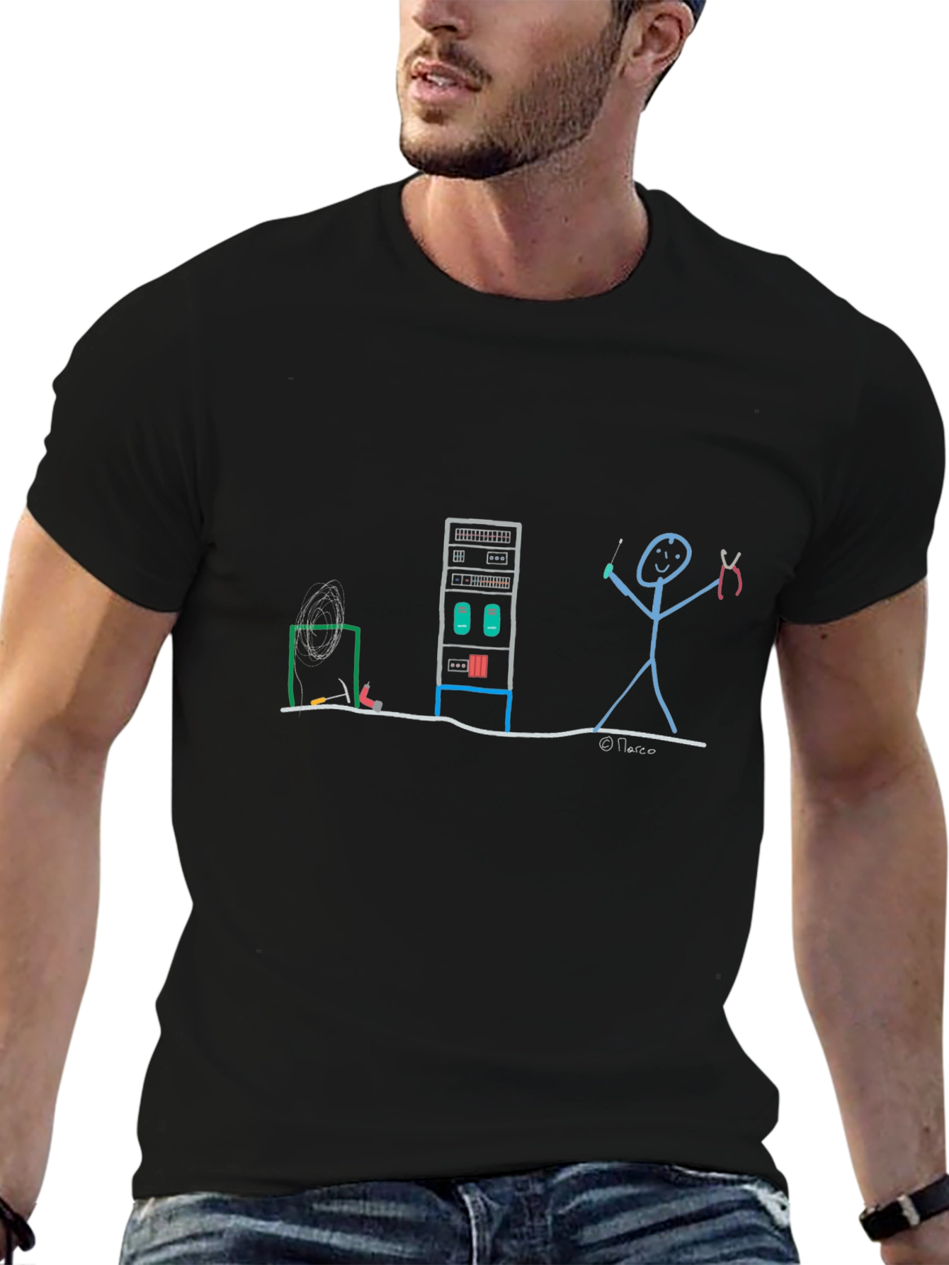 Server Rack Stick Figure T-Shirt