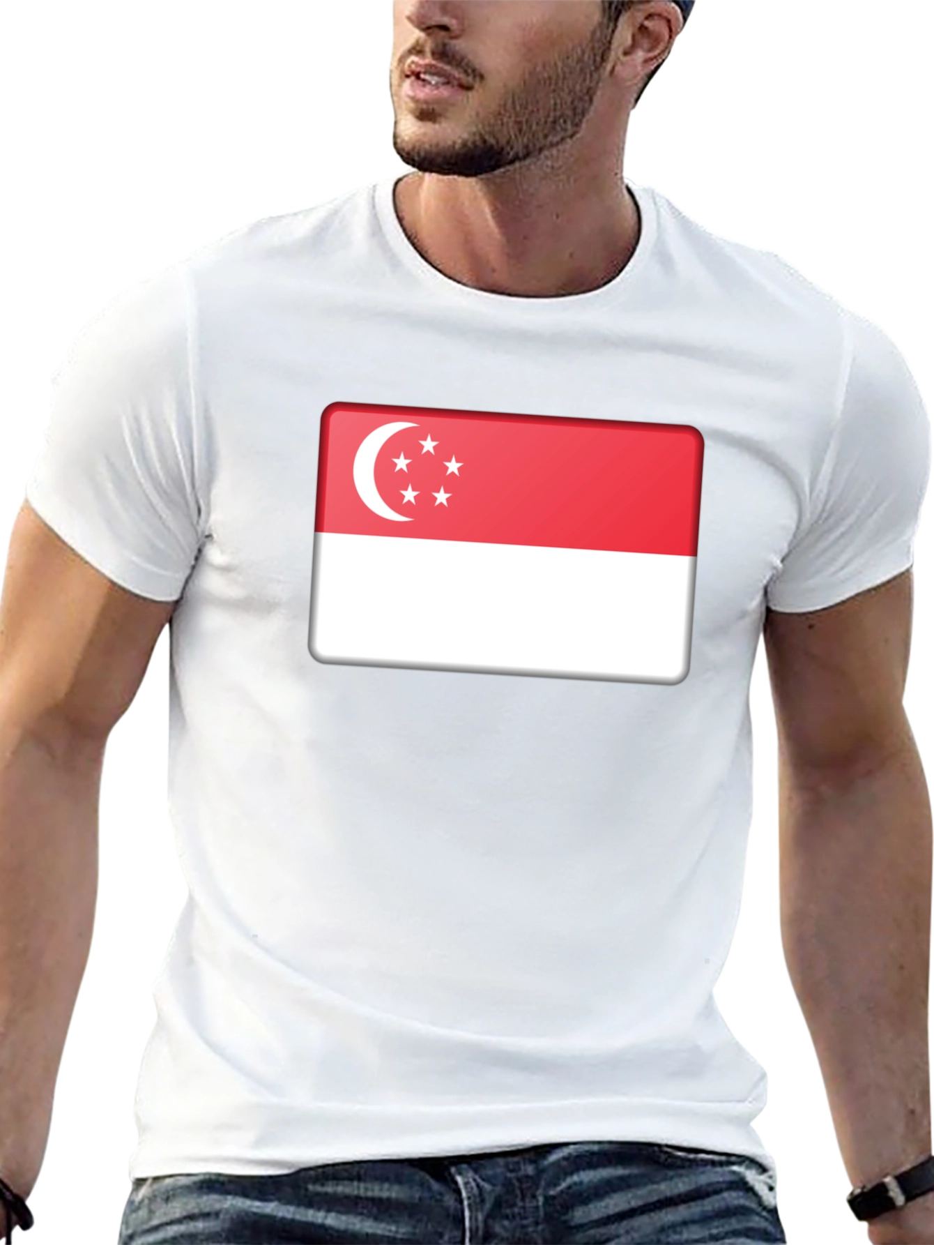 Singapore Flag T-Shirt - Black Cotton Tee