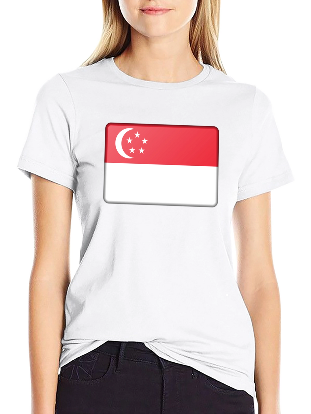 Singapore Flag T-Shirt - Black Cotton Tee