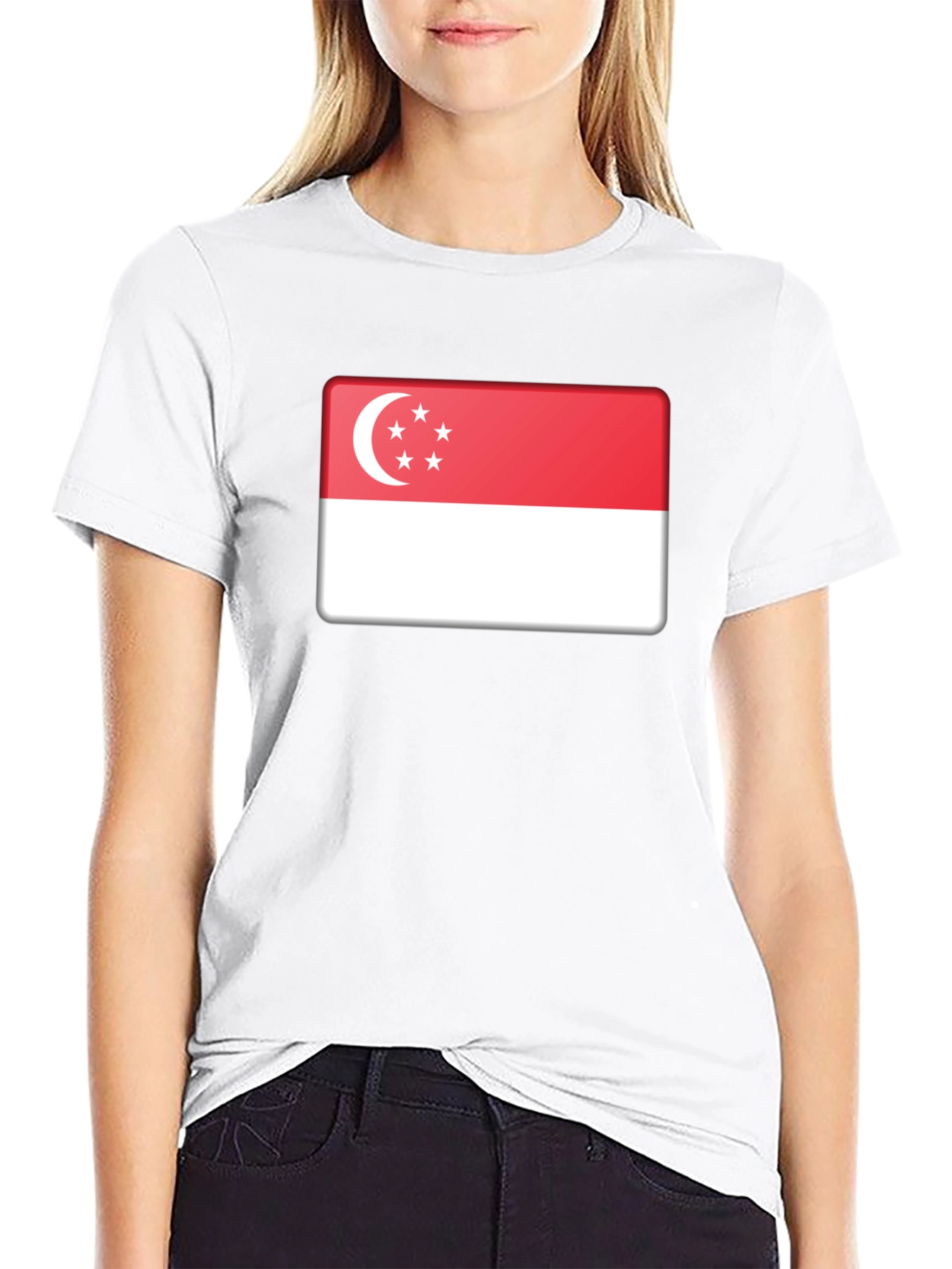 Singapore Flag T-Shirt - Black Cotton Tee