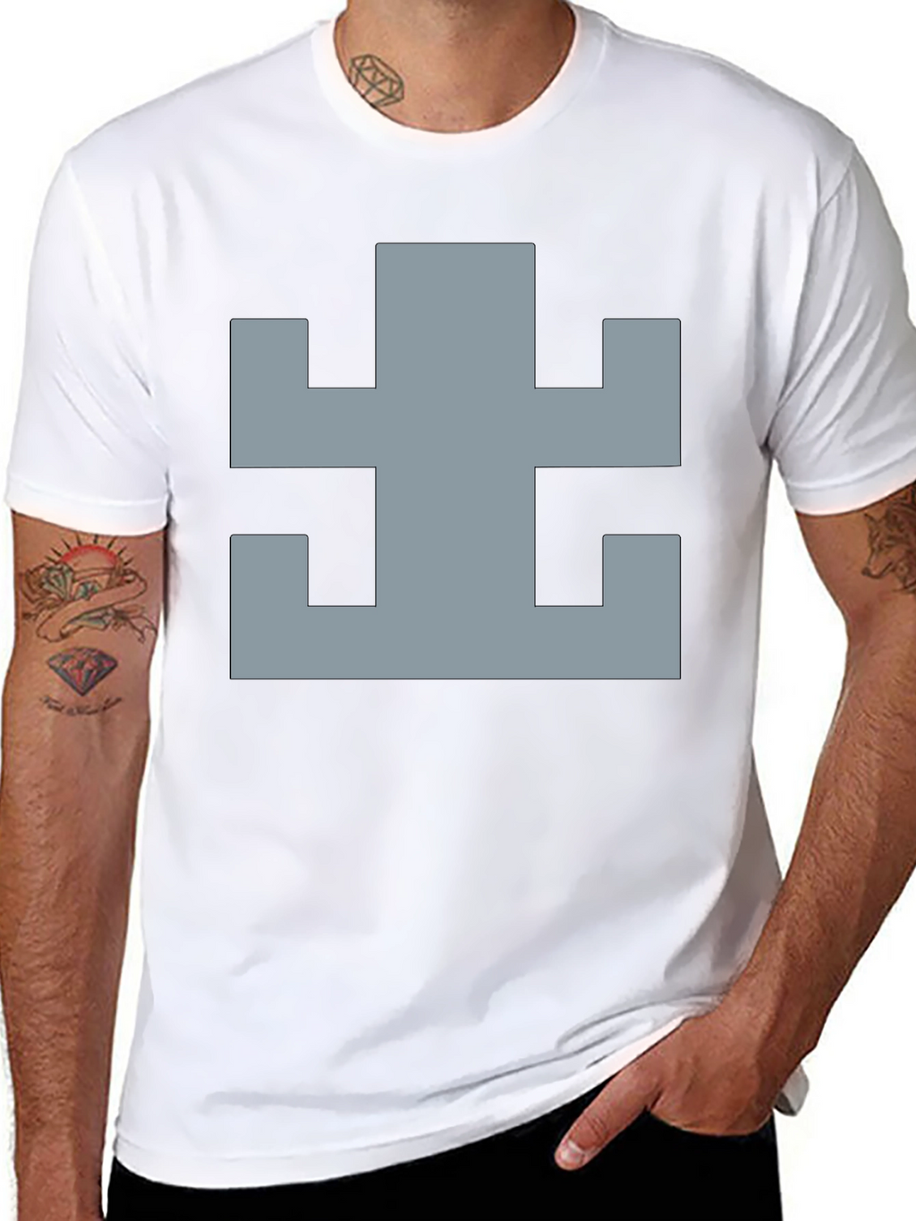 Geometric Pattern Black Cotton T-Shirt