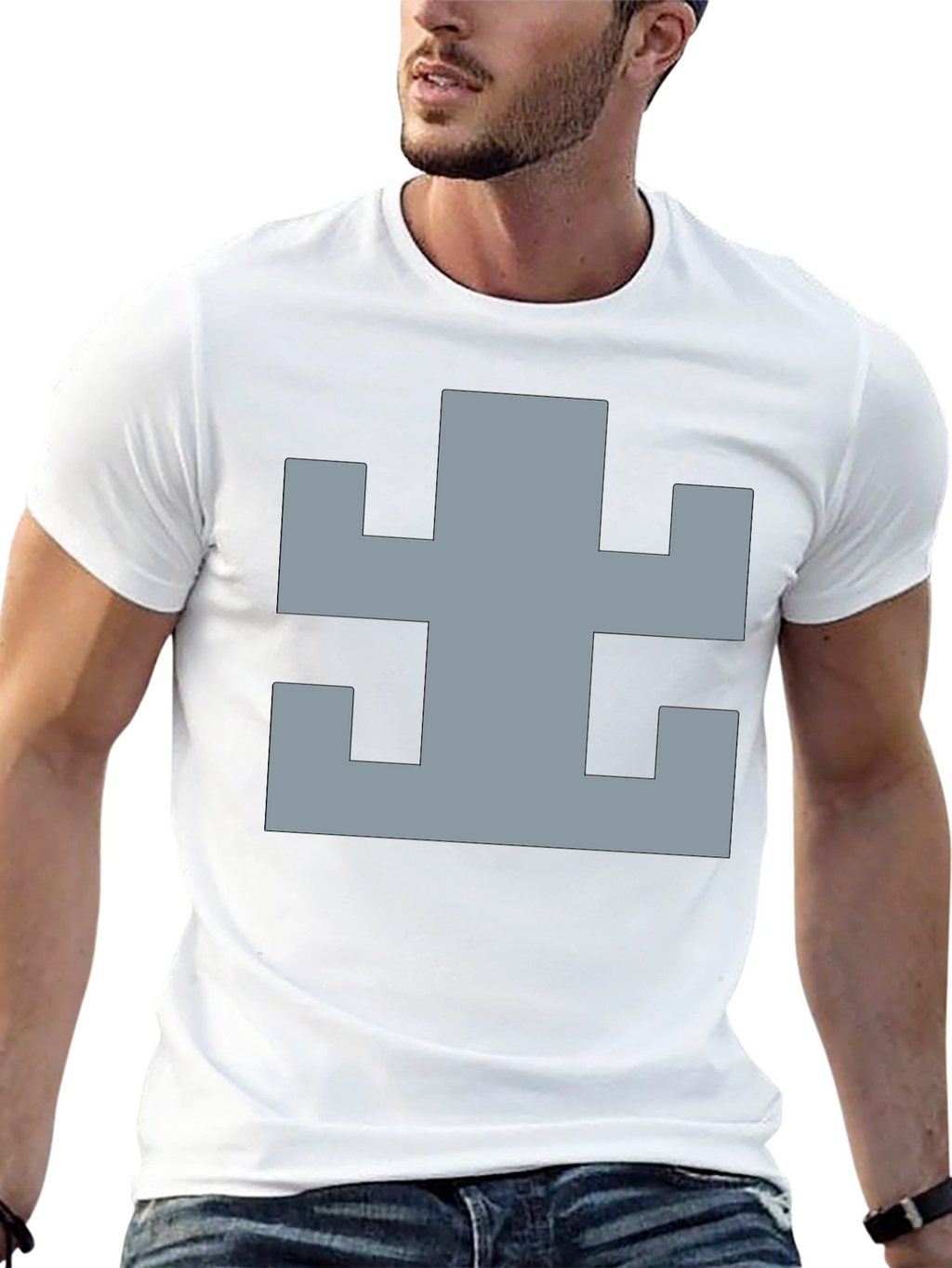 Geometric Pattern Black Cotton T-Shirt