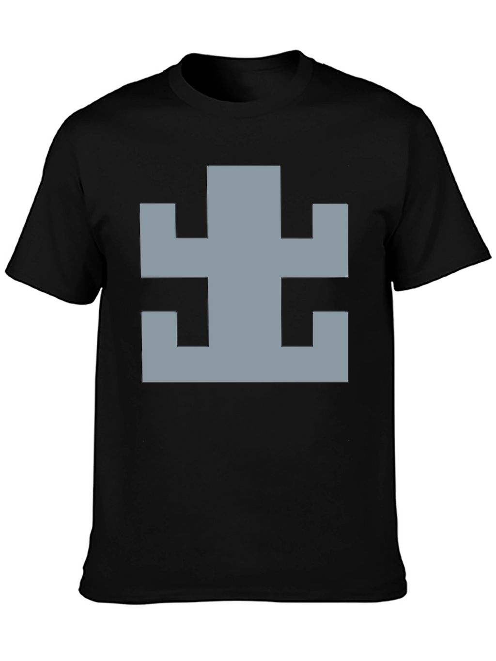 Geometric Pattern Black Cotton T-Shirt