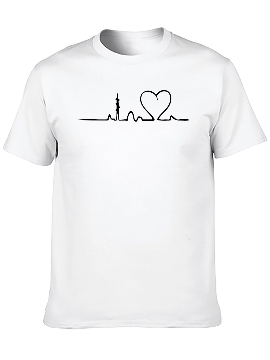 Heartbeat Landmark T-Shirt - Stylish Crew Neck Tee