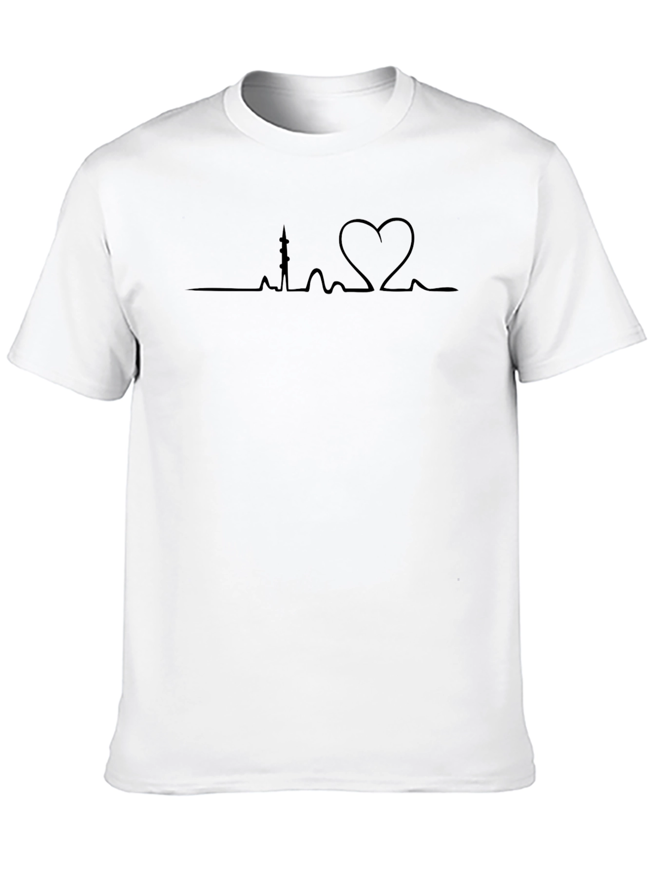 Heartbeat Landmark T-Shirt - Stylish Crew Neck Tee