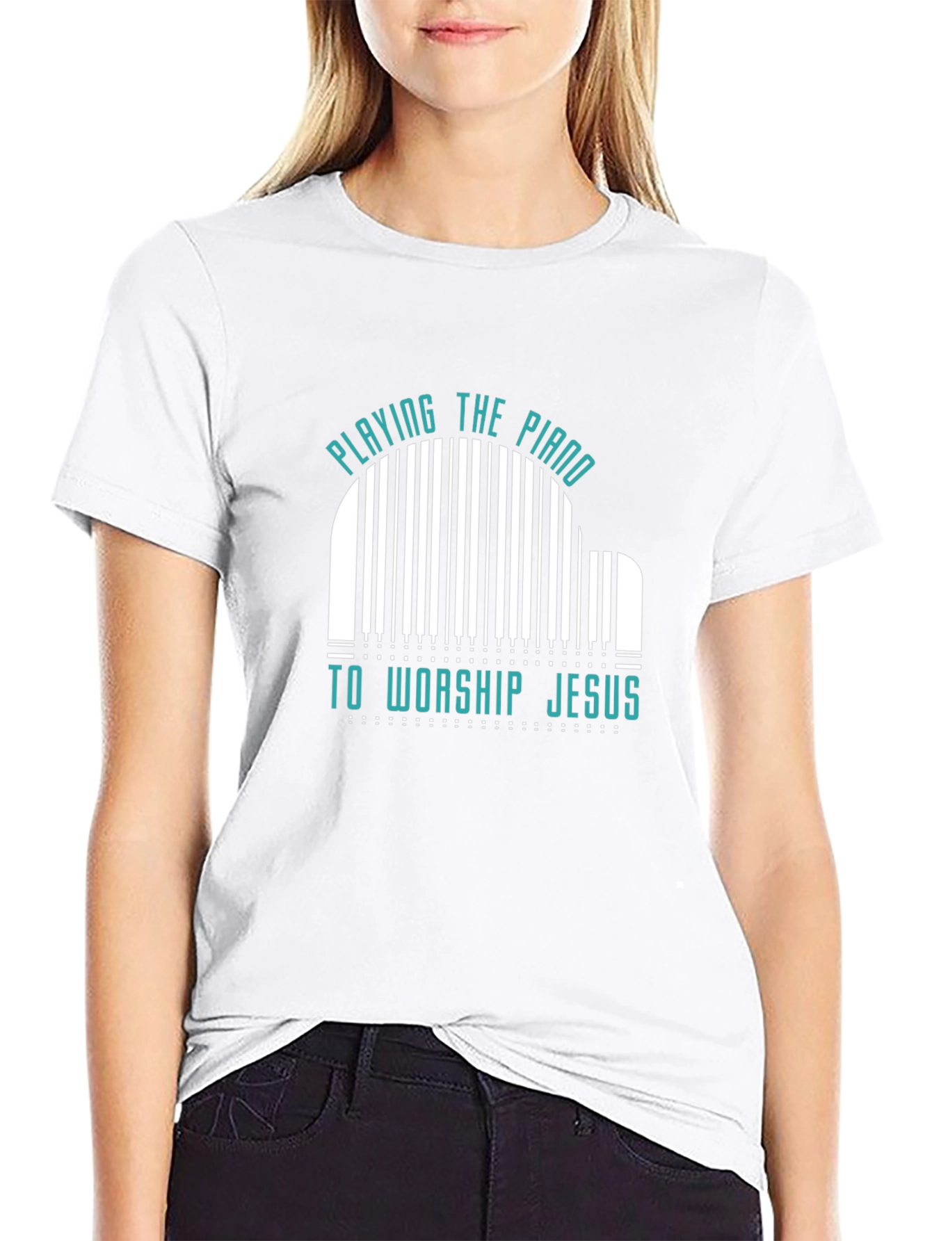 Piano Worship Graphic Tee - Black Cotton T-Shirt