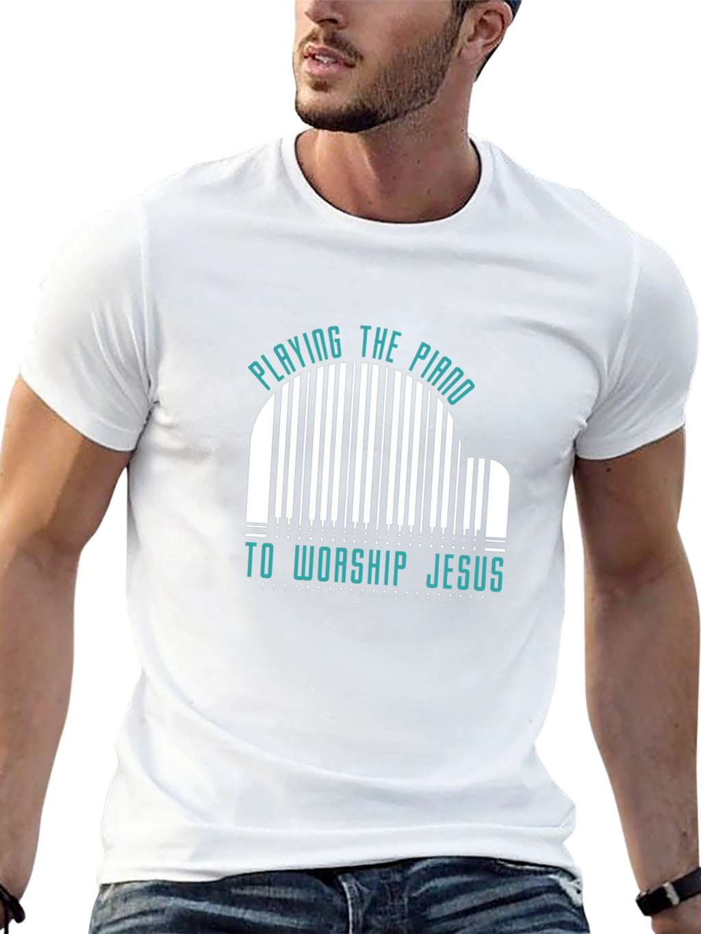 Piano Worship Graphic Tee - Black Cotton T-Shirt