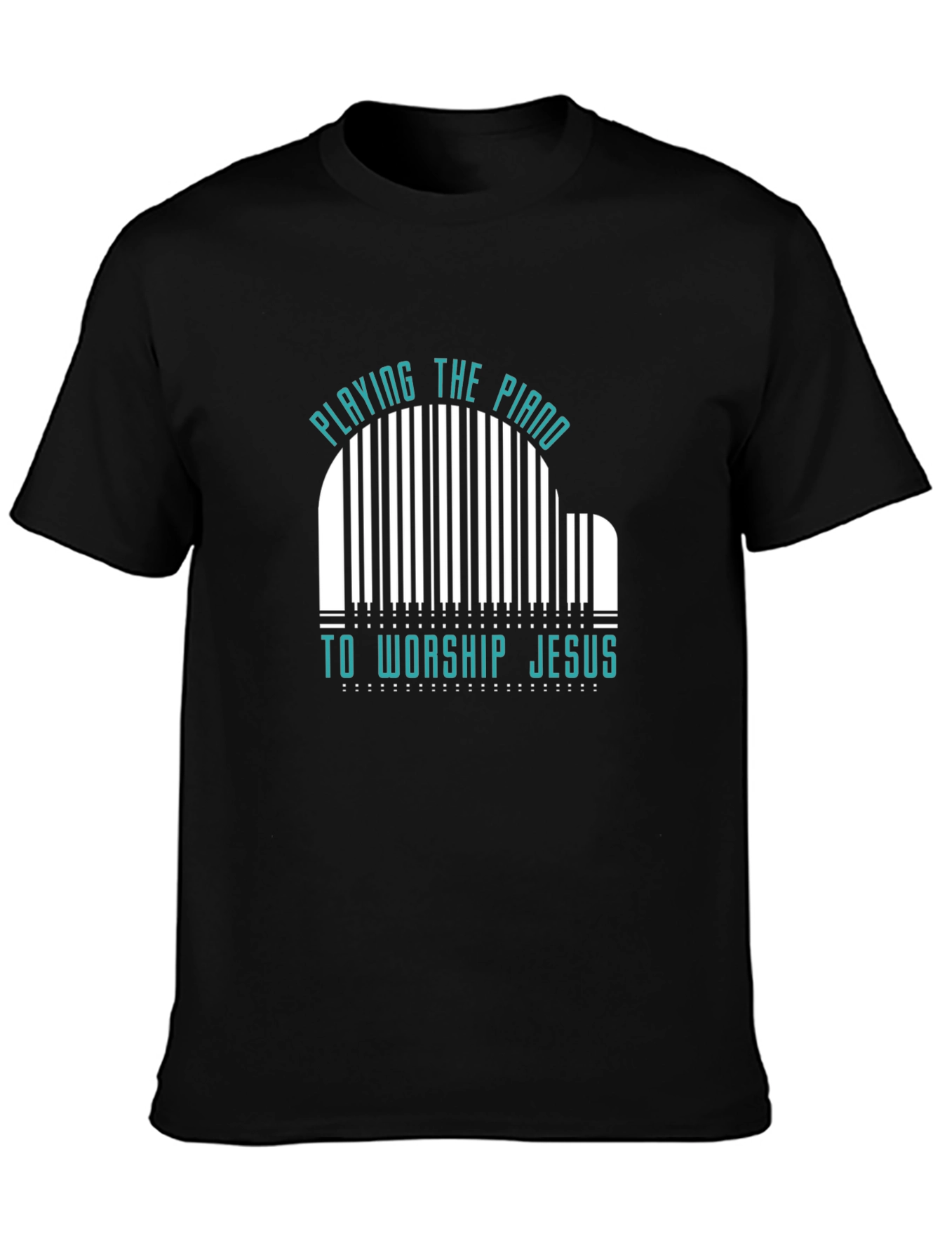 Piano Worship Graphic Tee - Black Cotton T-Shirt