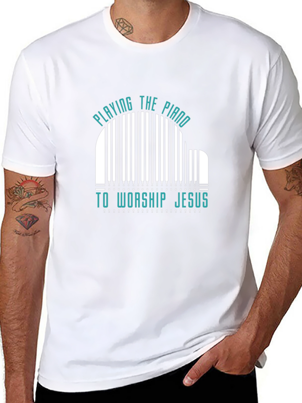 Piano Worship Graphic Tee - Black Cotton T-Shirt