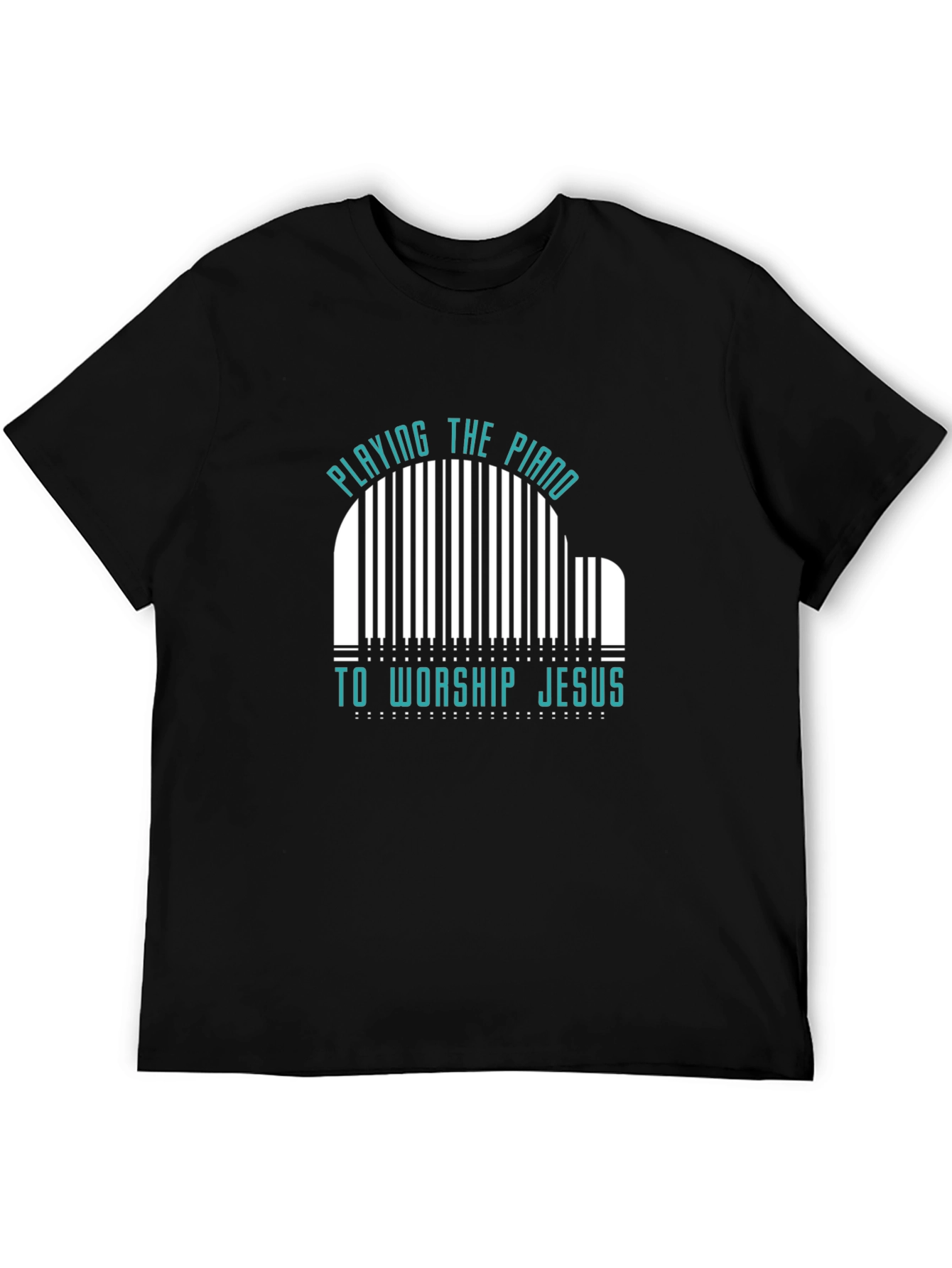 Piano Worship Graphic Tee - Black Cotton T-Shirt