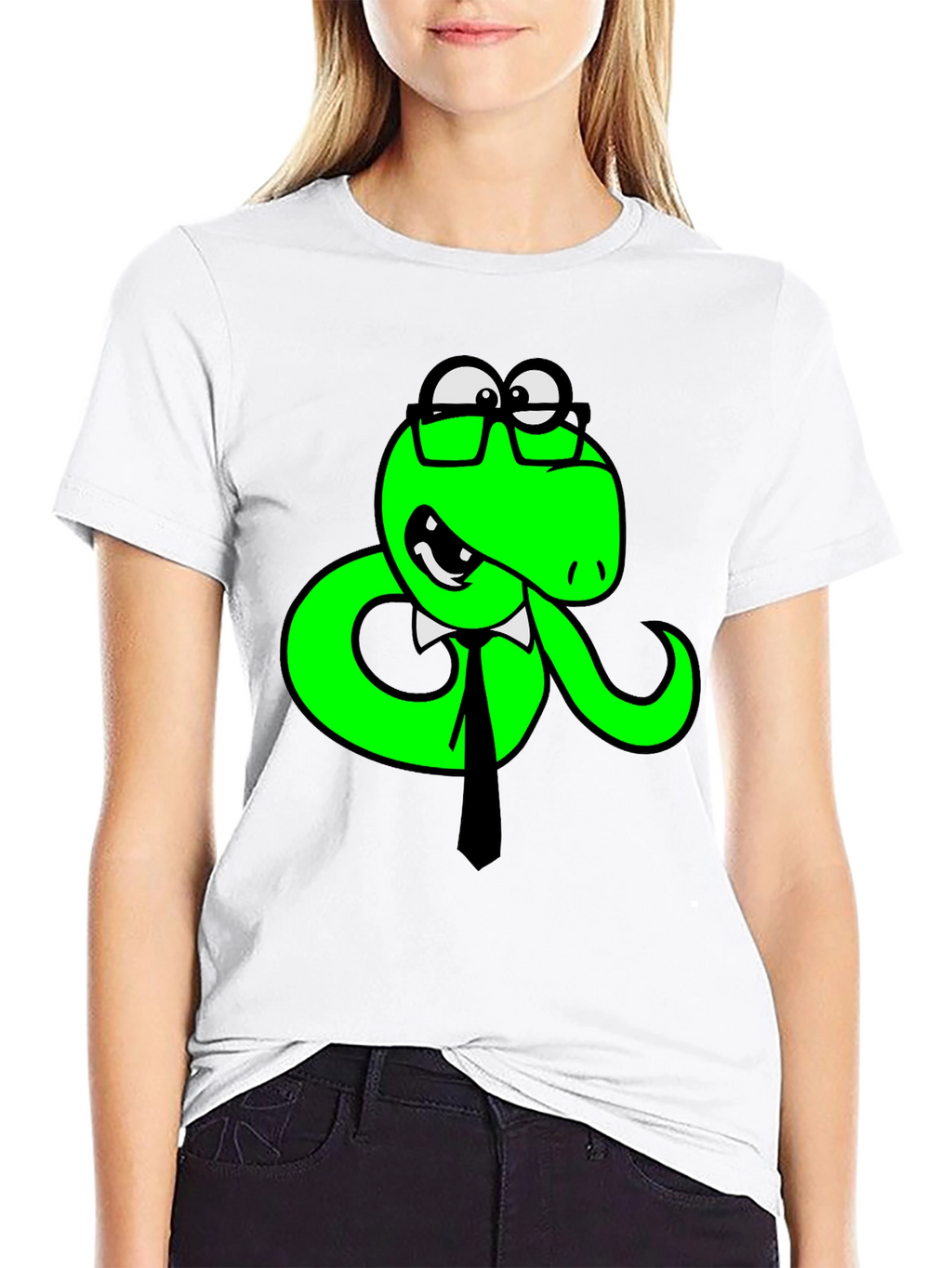Funny Snake with Glasses Black T-Shirt