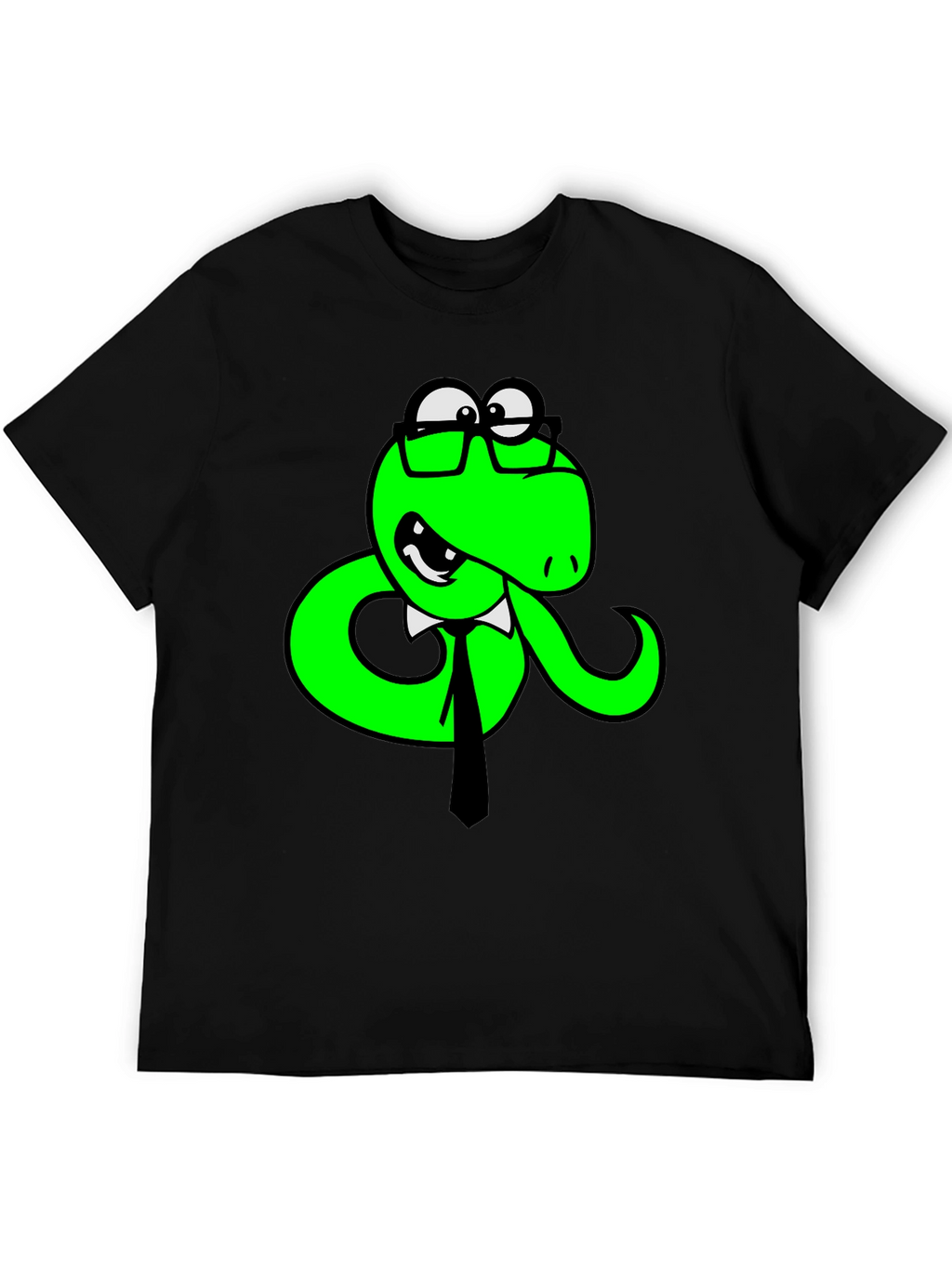 Funny Snake with Glasses Black T-Shirt