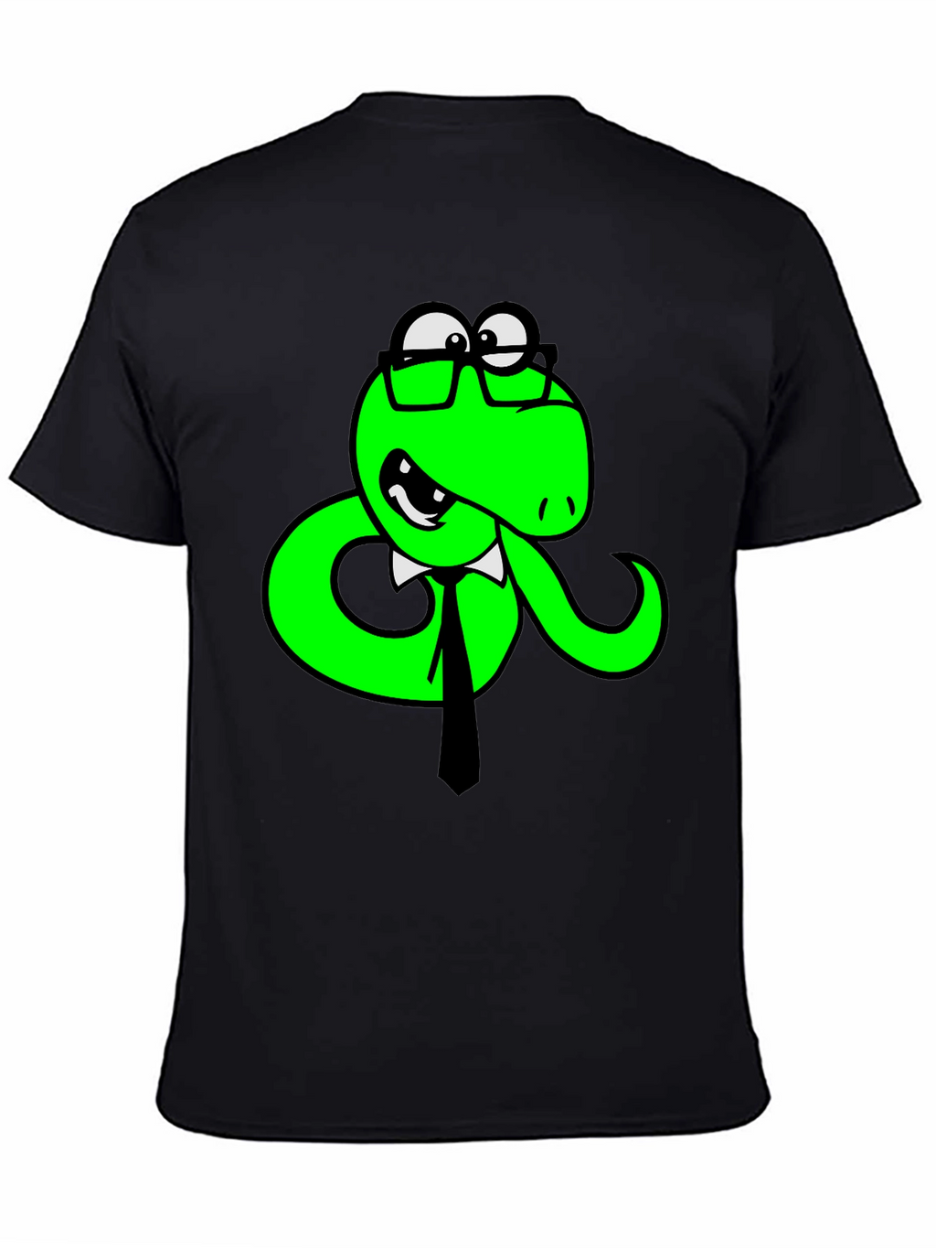 Funny Snake with Glasses Black T-Shirt