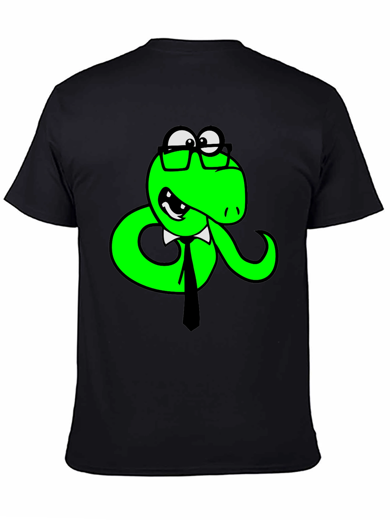 Funny Snake with Glasses Black T-Shirt