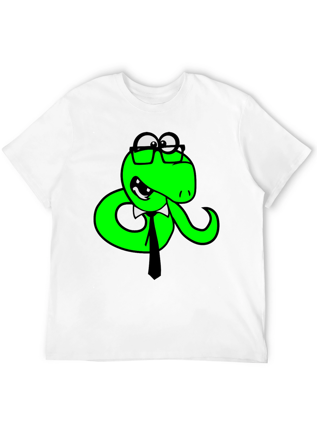 Funny Snake with Glasses Black T-Shirt