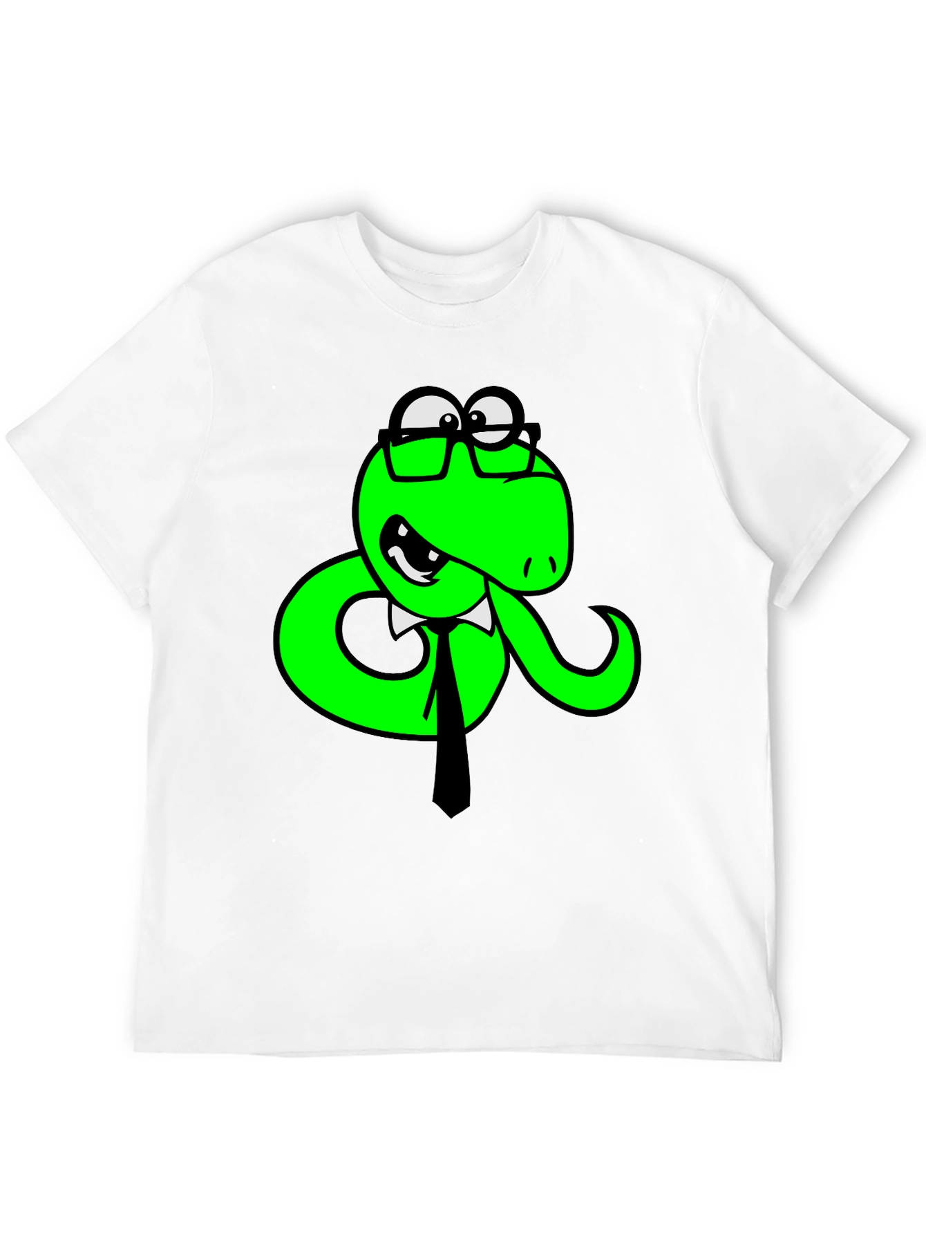 Funny Snake with Glasses Black T-Shirt
