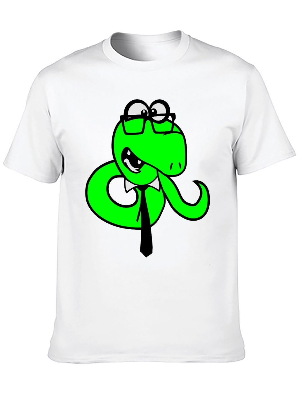 Funny Snake with Glasses Black T-Shirt