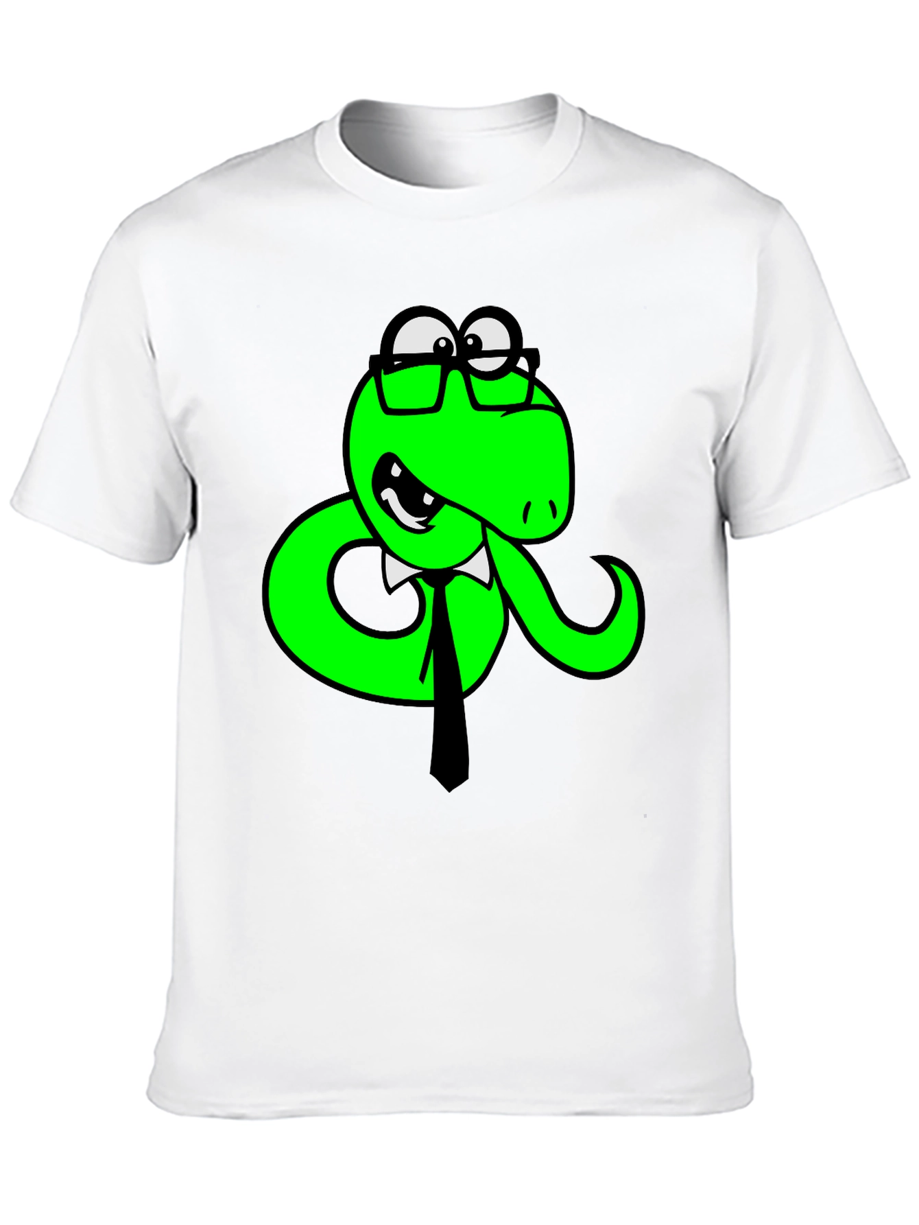 Funny Snake with Glasses Black T-Shirt