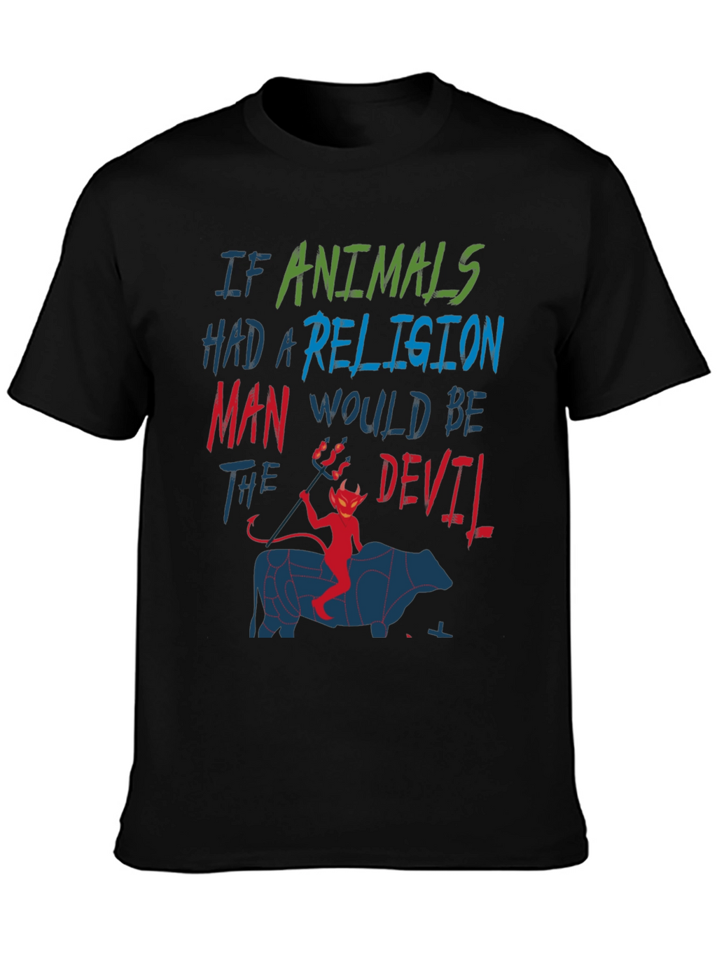Animals Religion Man Devil Graphic T-Shirt